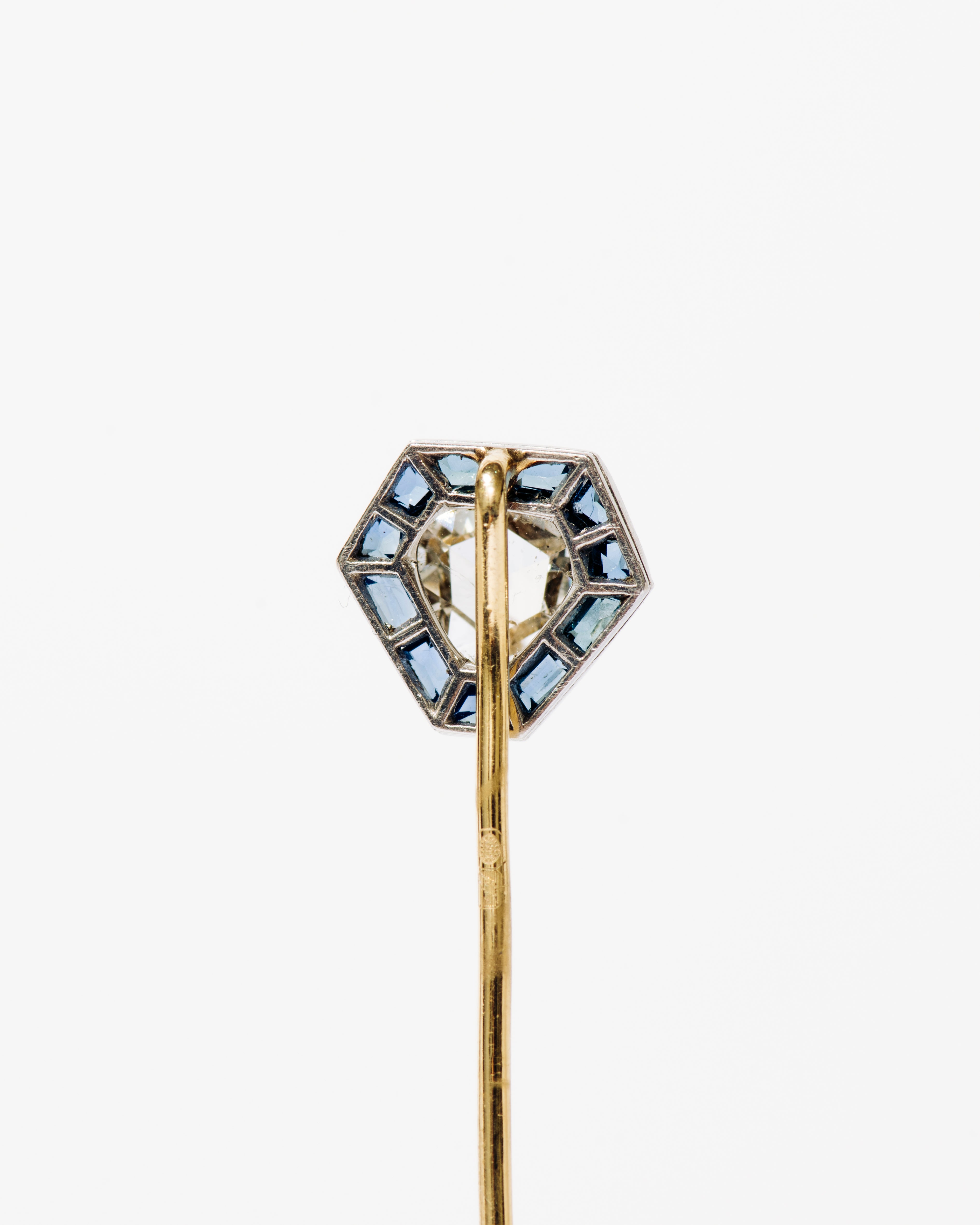 Diamond and Sapphire Hexagon Stick Pin