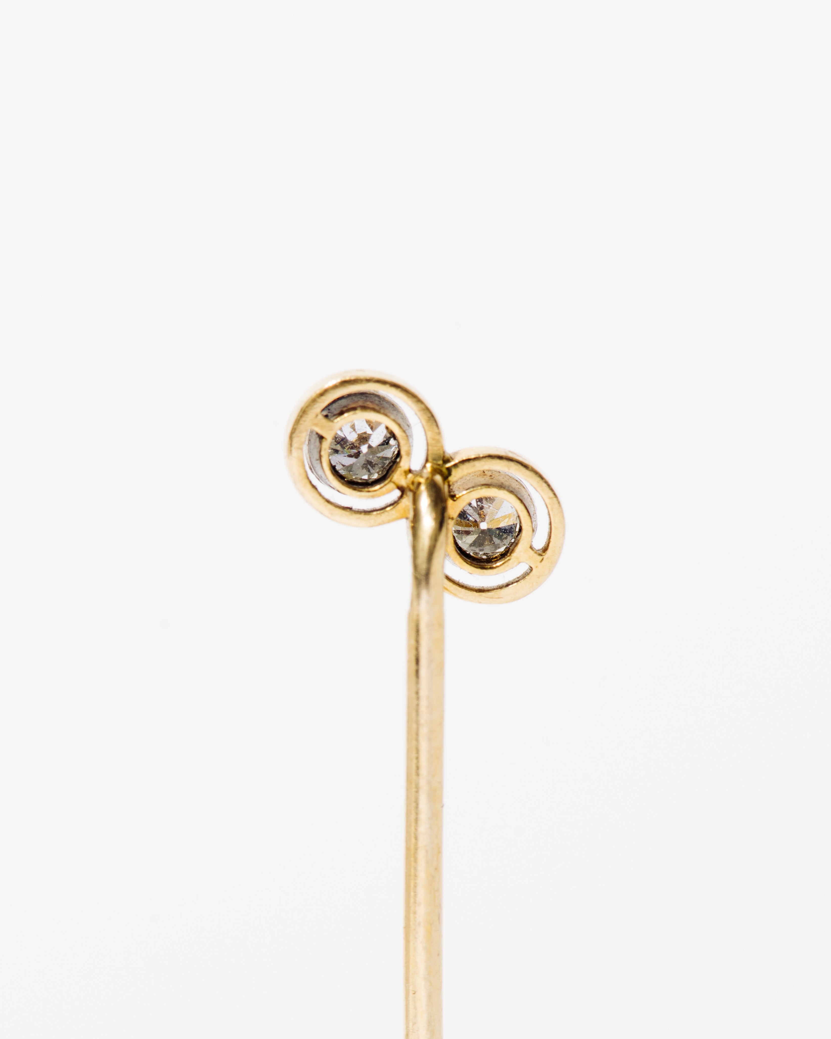 Twin Diamond and Enamel Gold Stick Pin
