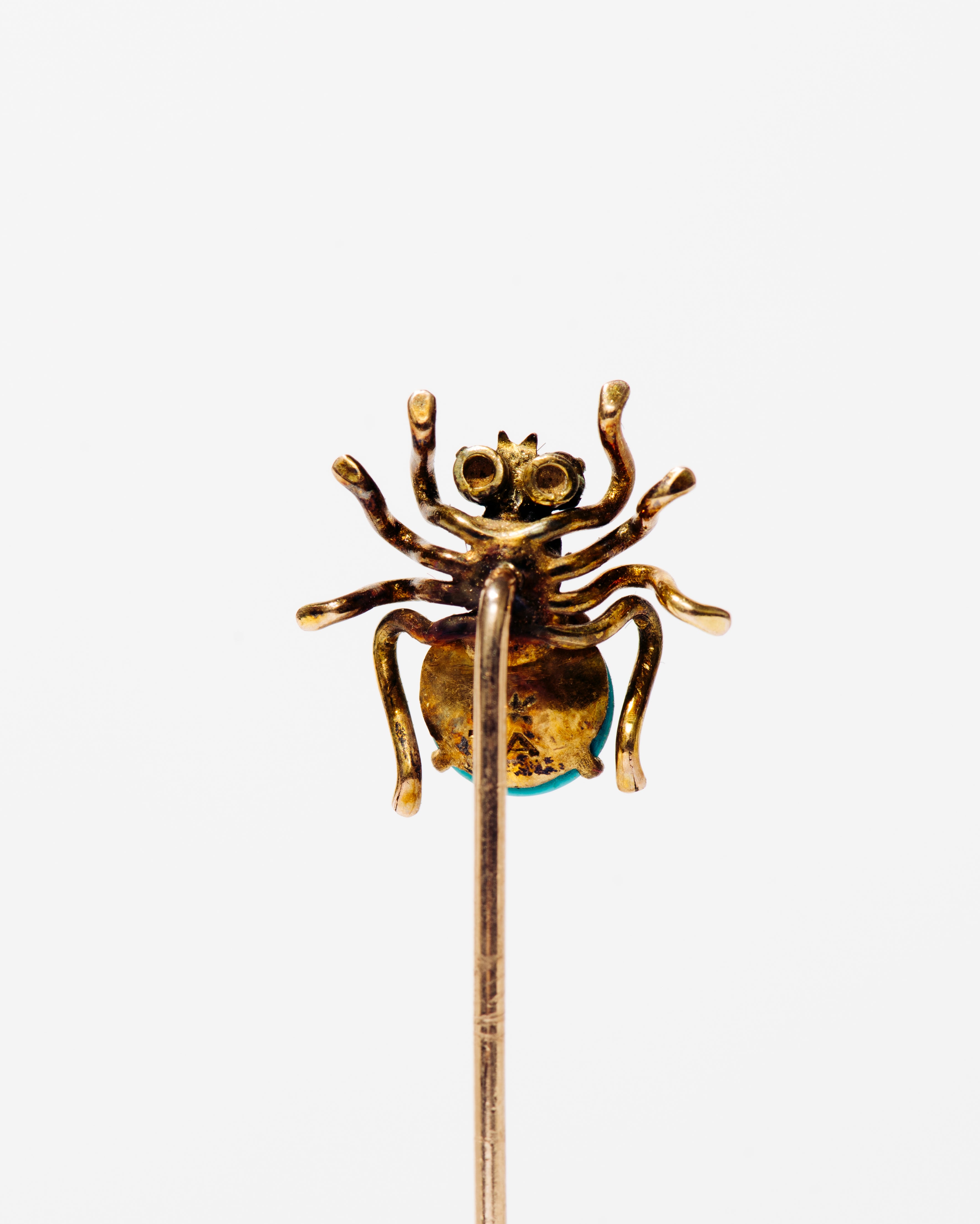 Turquoise, Pearl, and Ruby Spider Stick Pin
