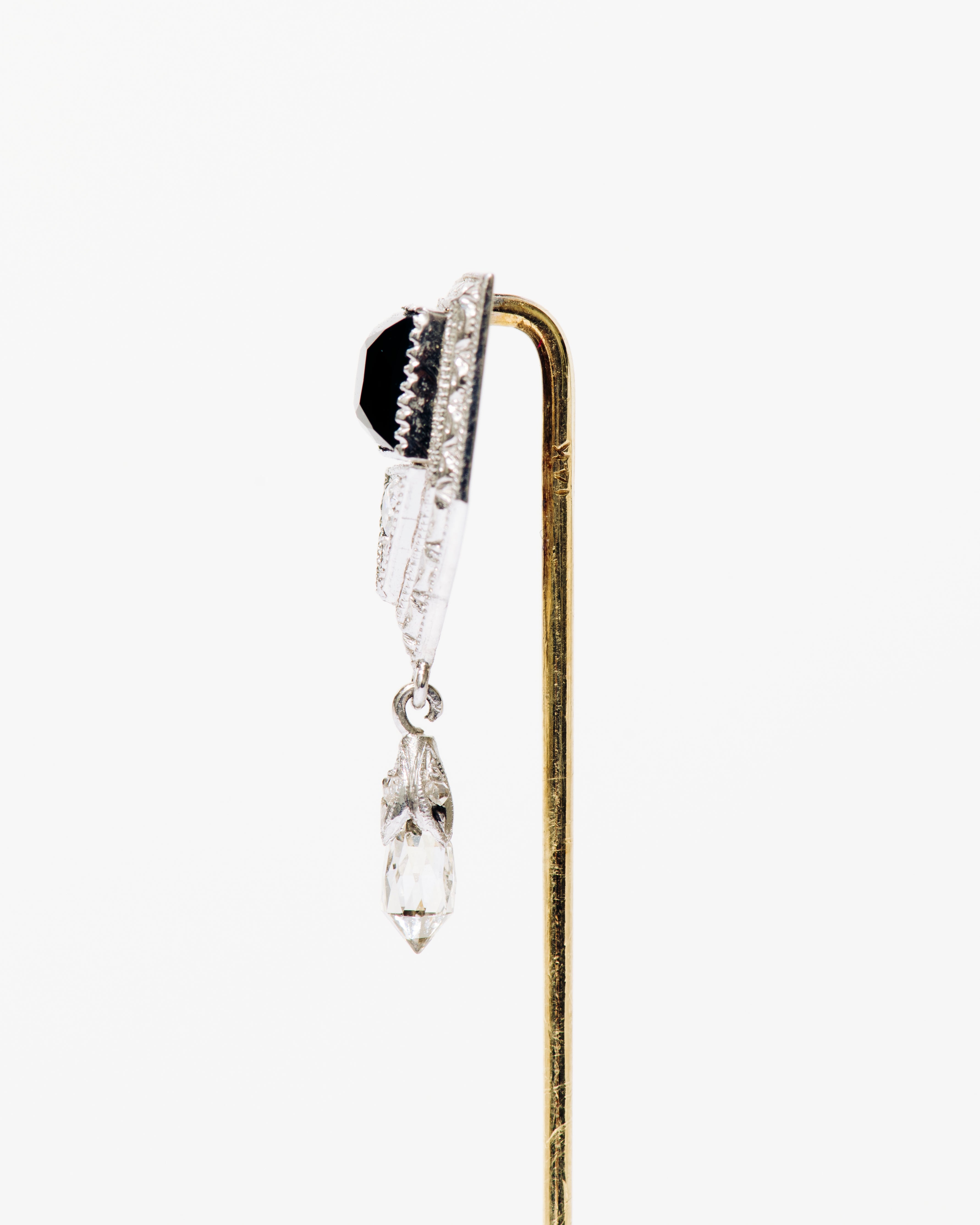 Sapphire, Diamond, and Crystal Drop Stick Pin