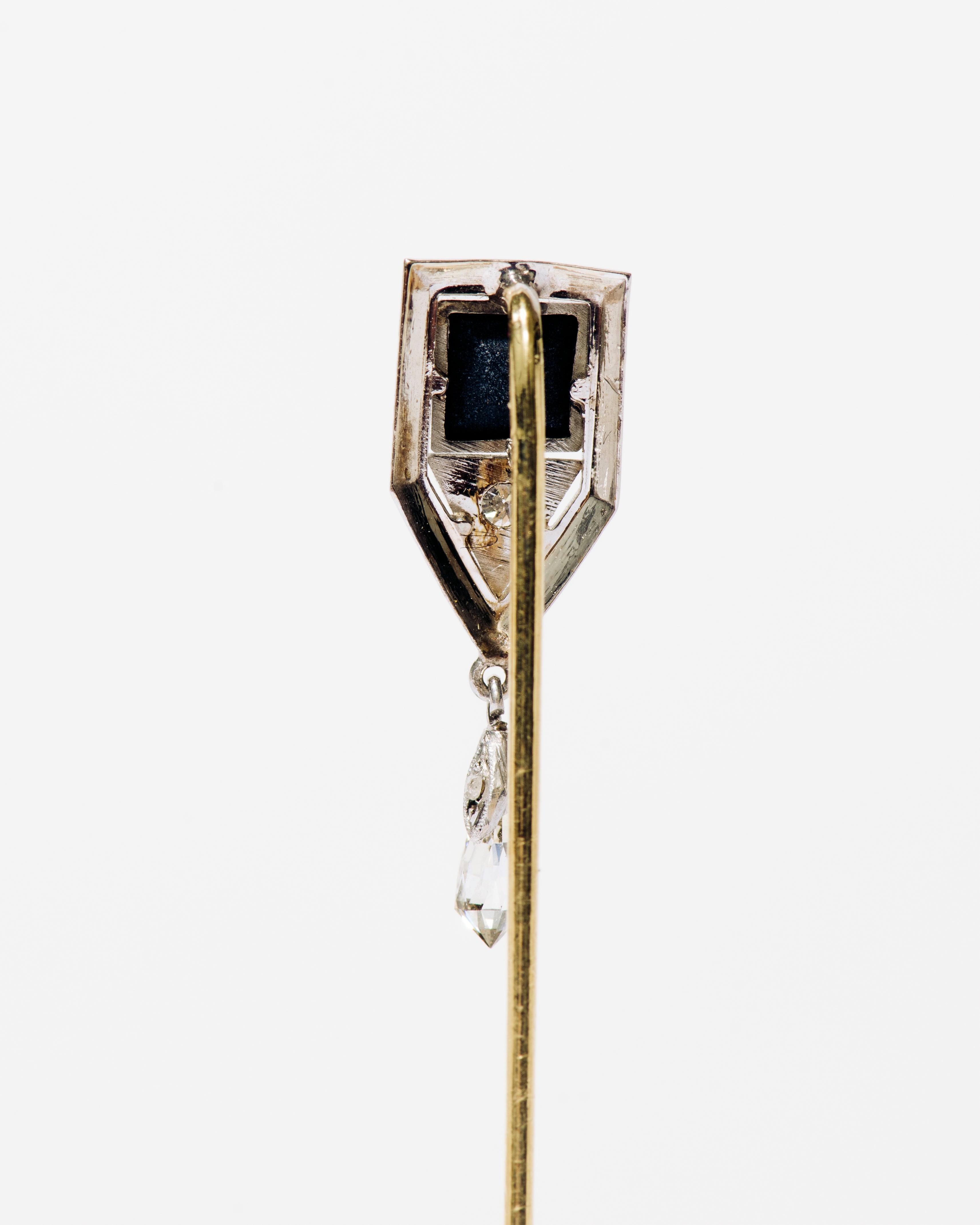 Sapphire, Diamond, and Crystal Drop Stick Pin