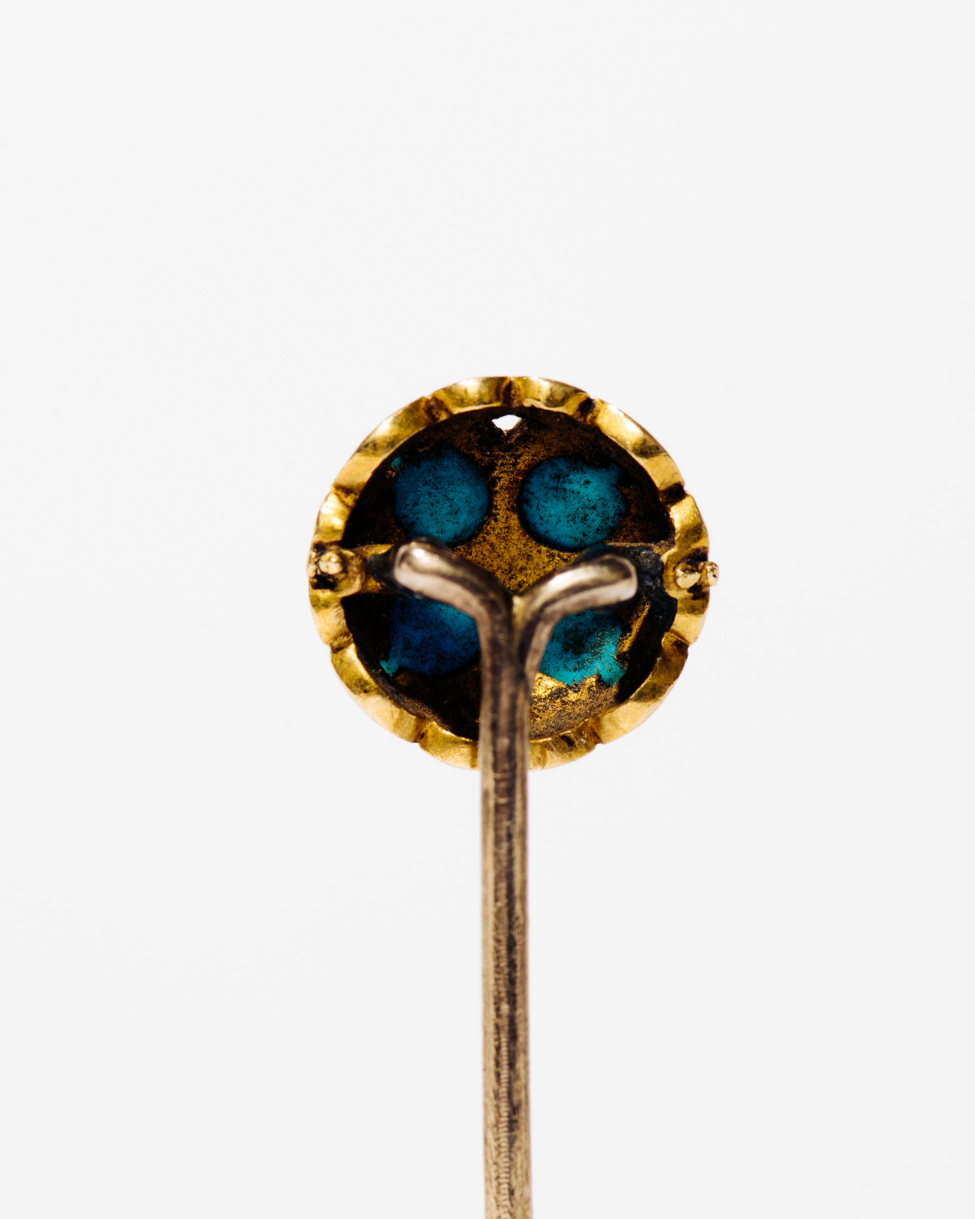 Turquoise, Diamond, and Enamel Floral Stick Pin