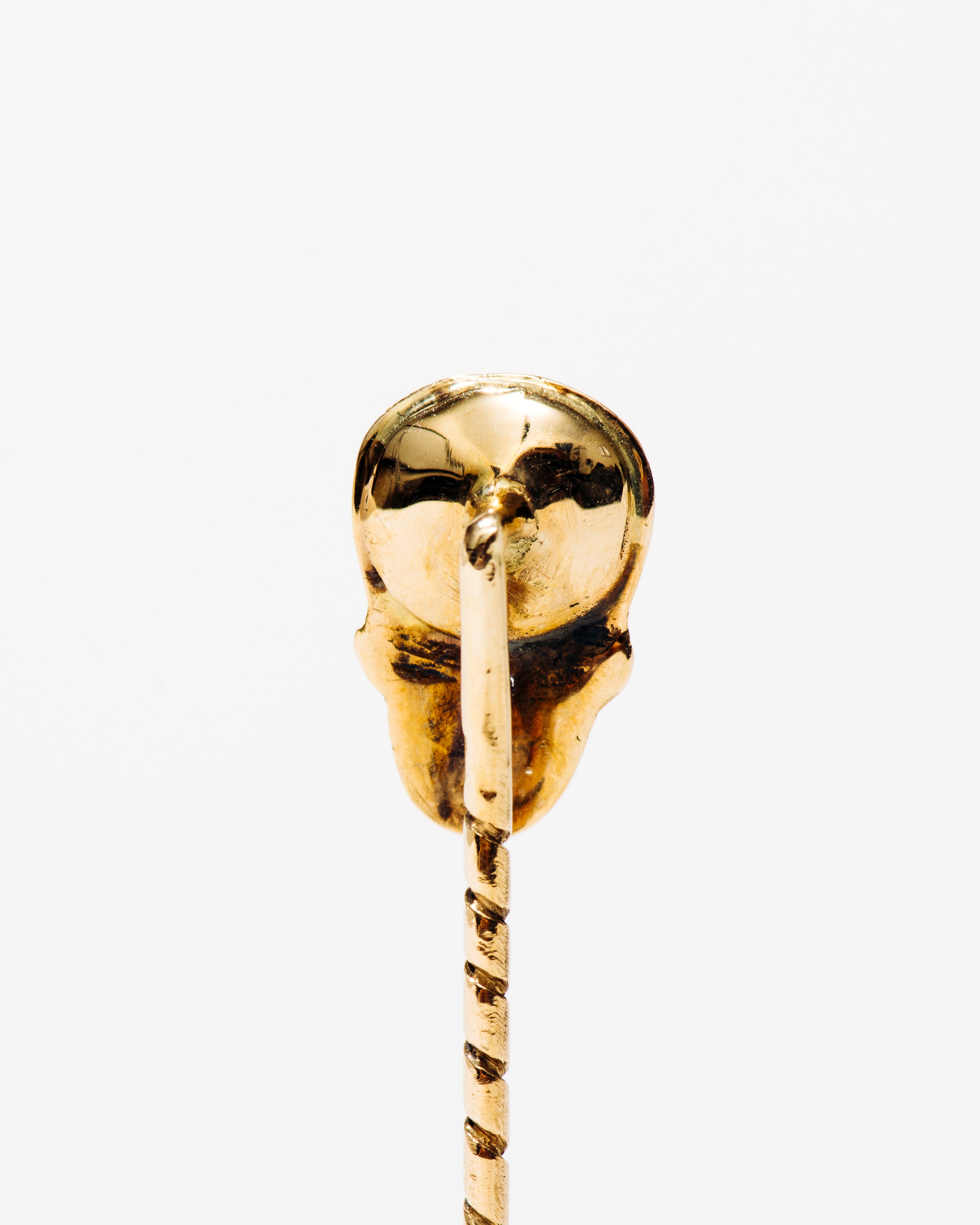 Gold Skull Stick Pin with Diamond Eyes