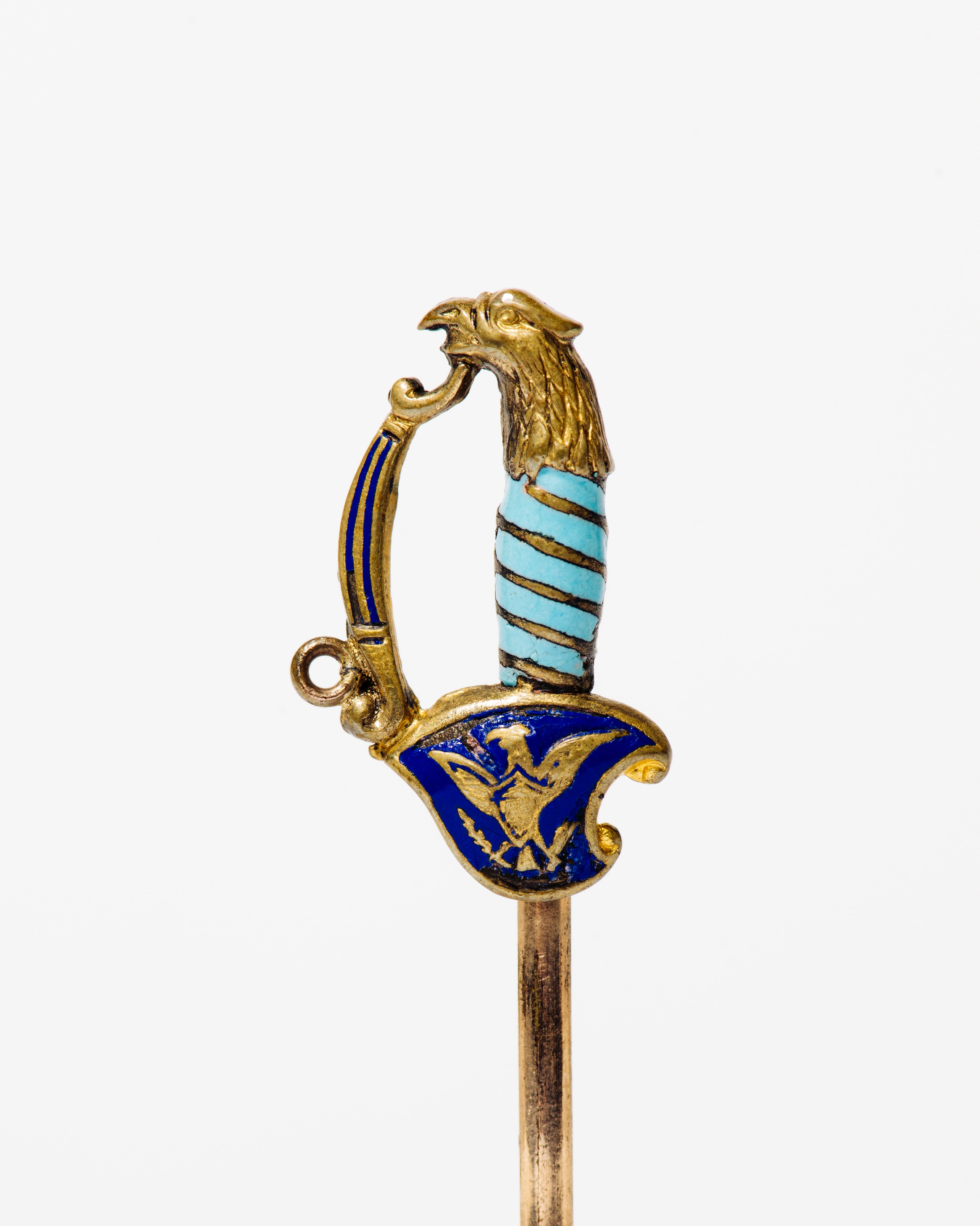 Eagle Motif and Enamel Sword Stick Pin
