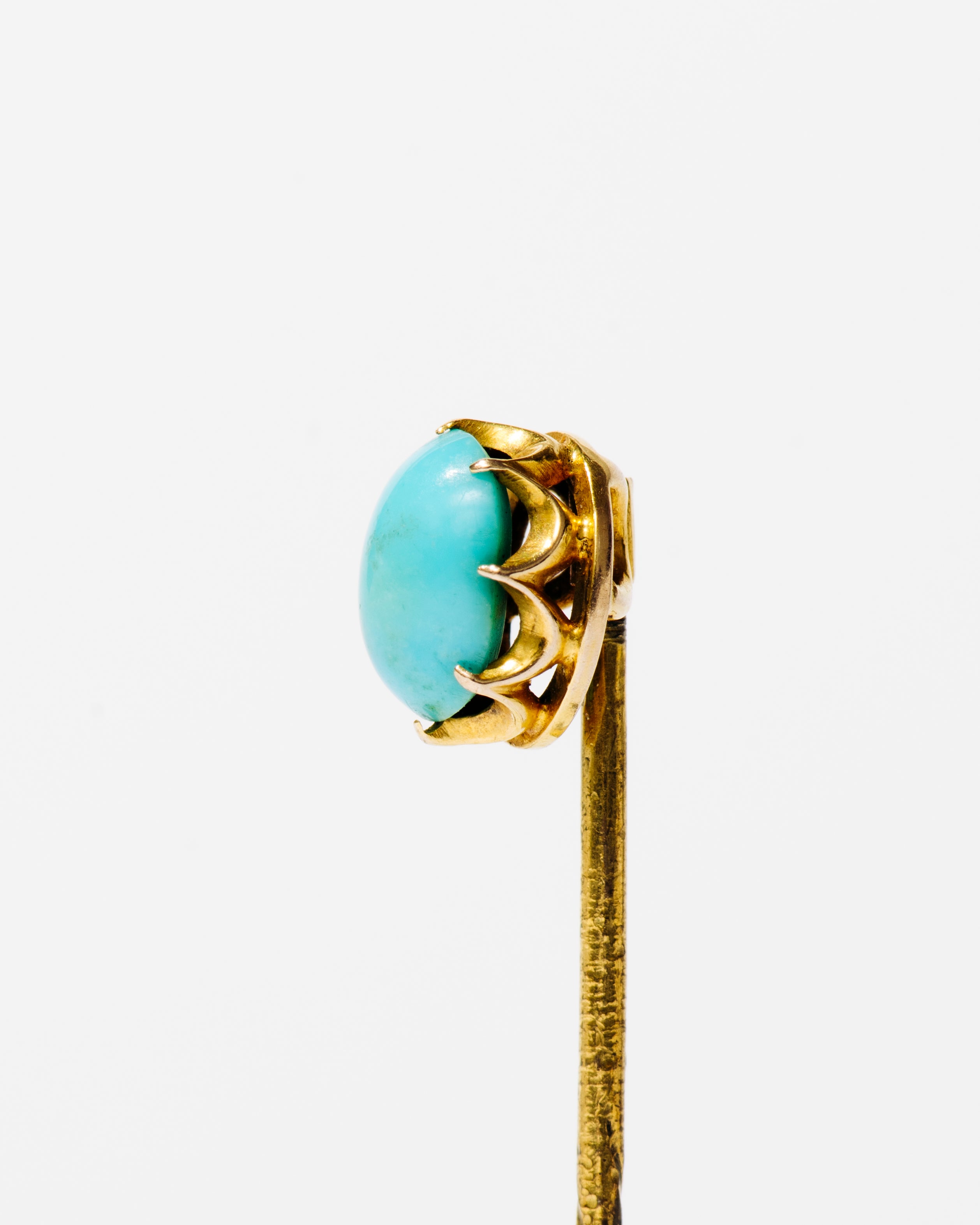 Gold Stick Pin with Turquoise Oval Cabochon