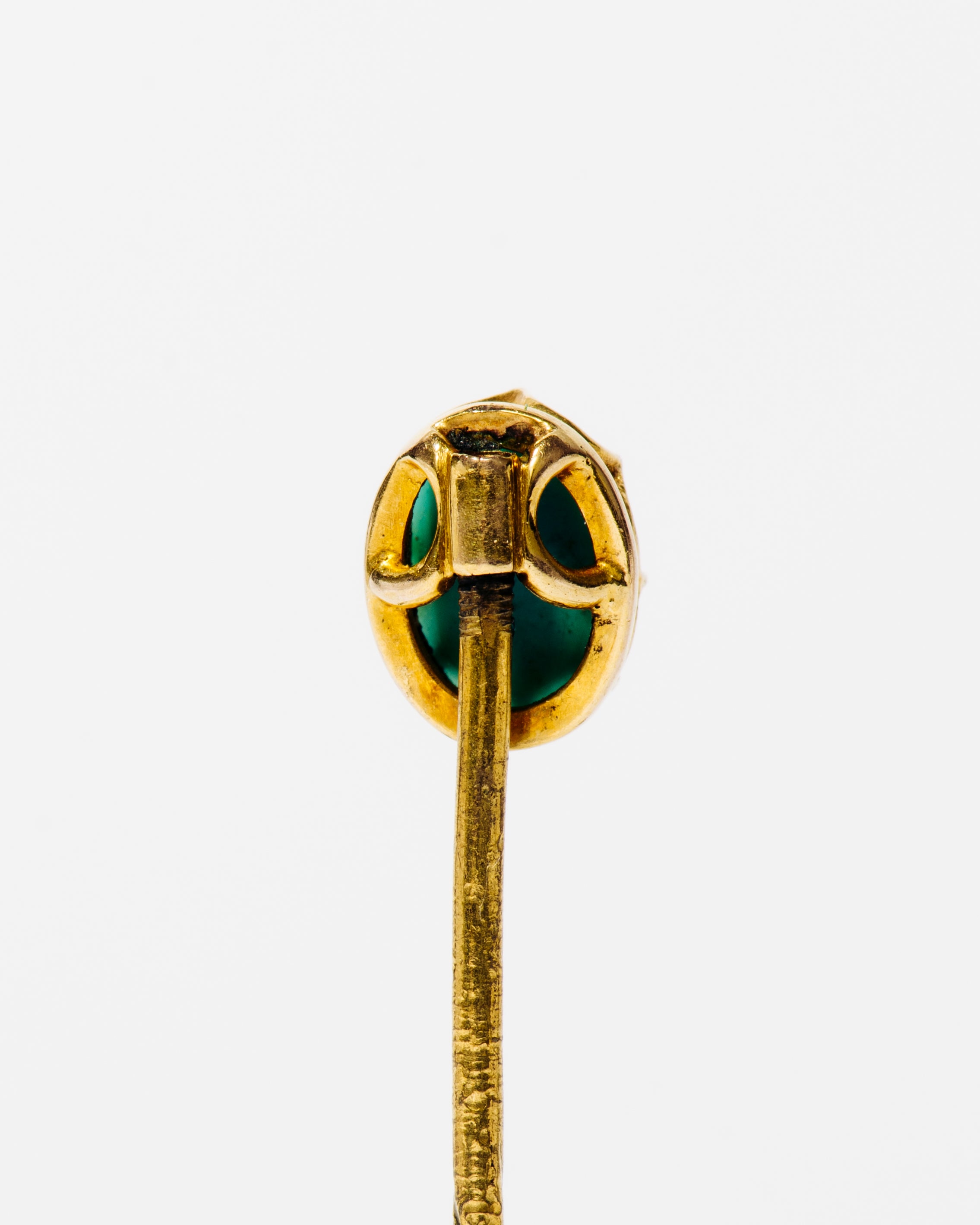 Gold Stick Pin with Turquoise Oval Cabochon