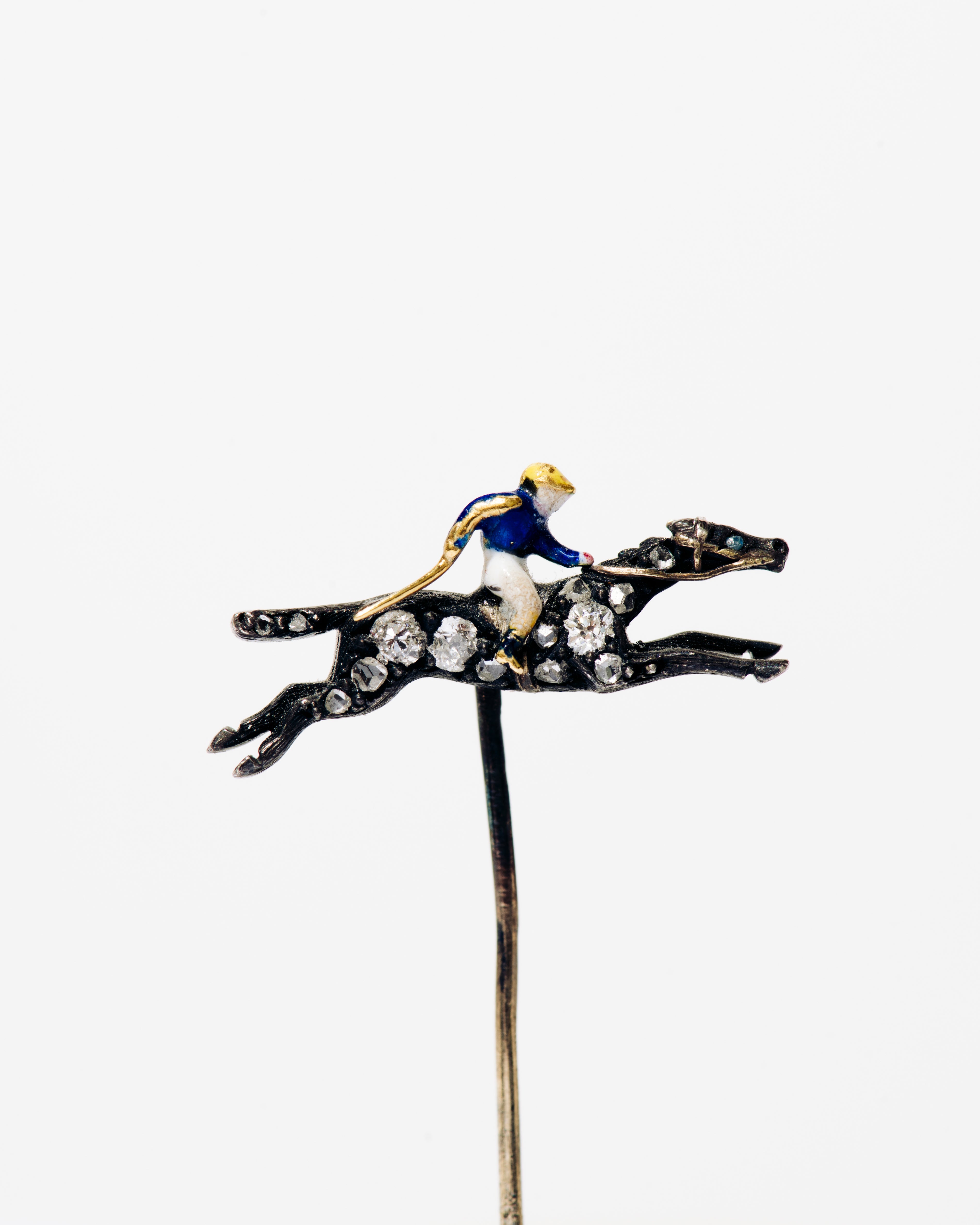 Diamond Horse & Jockey Stick Pin