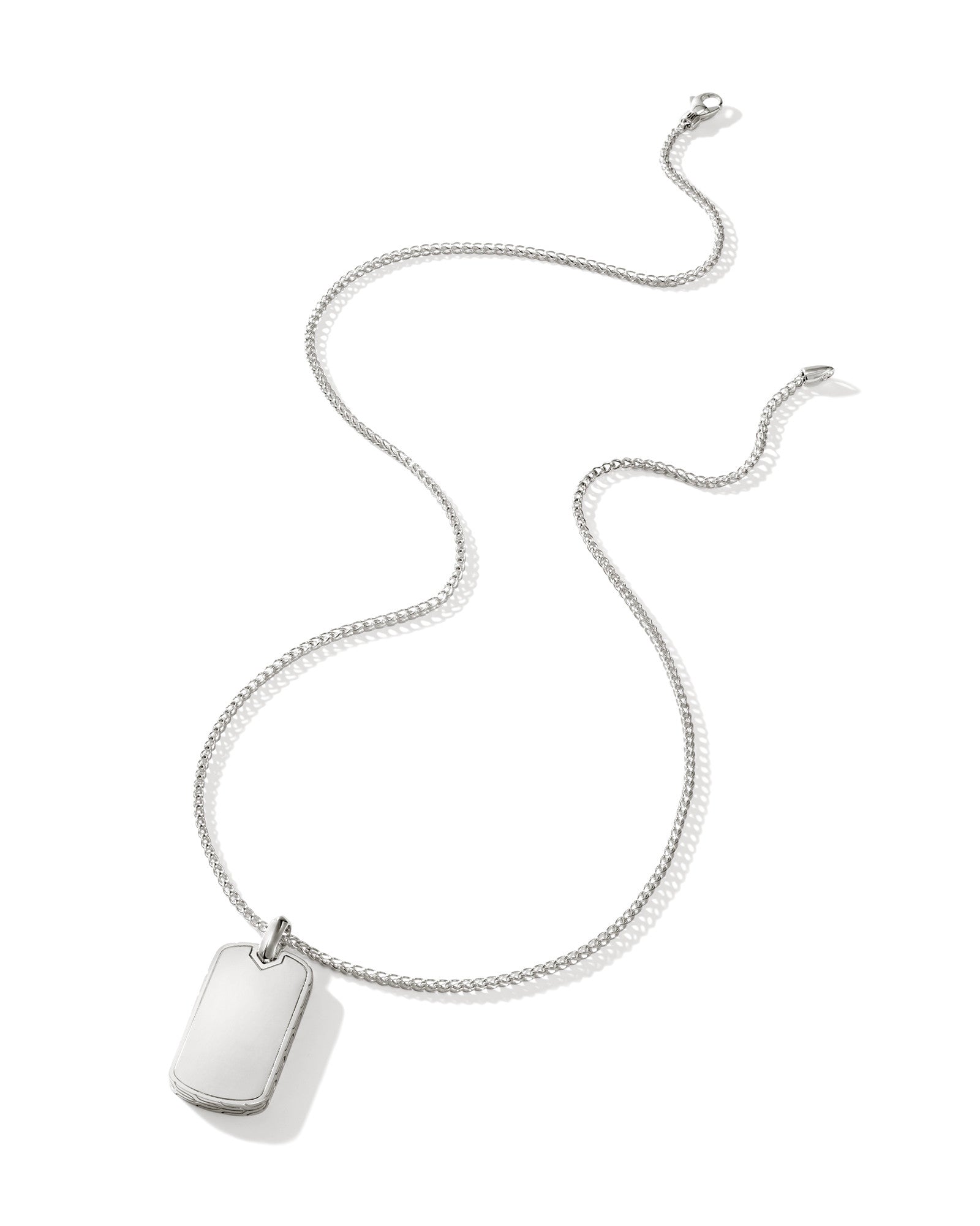 Tag Pendant Necklace, Sterling Silver, 2MM