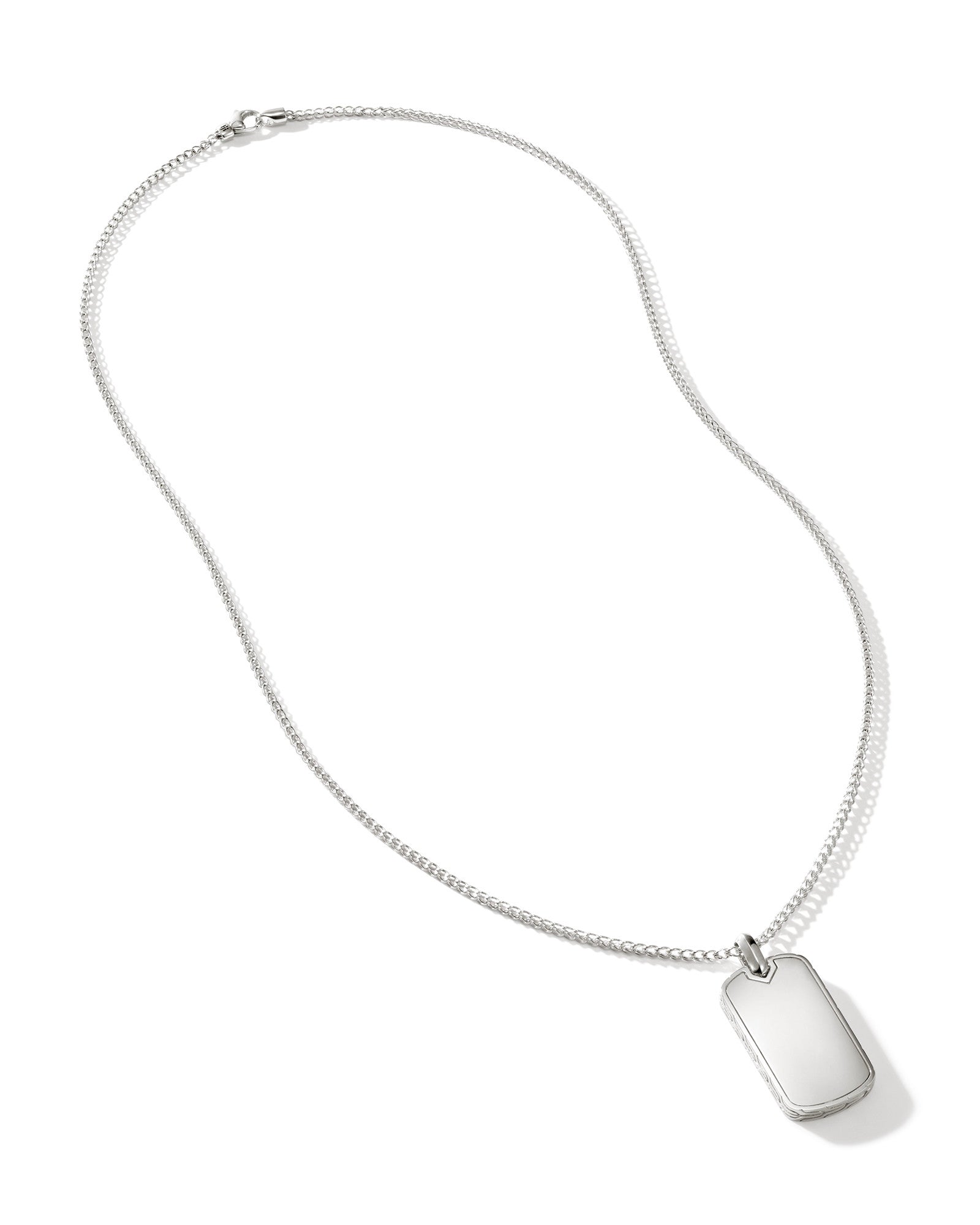 Tag Pendant Necklace, Sterling Silver, 2MM