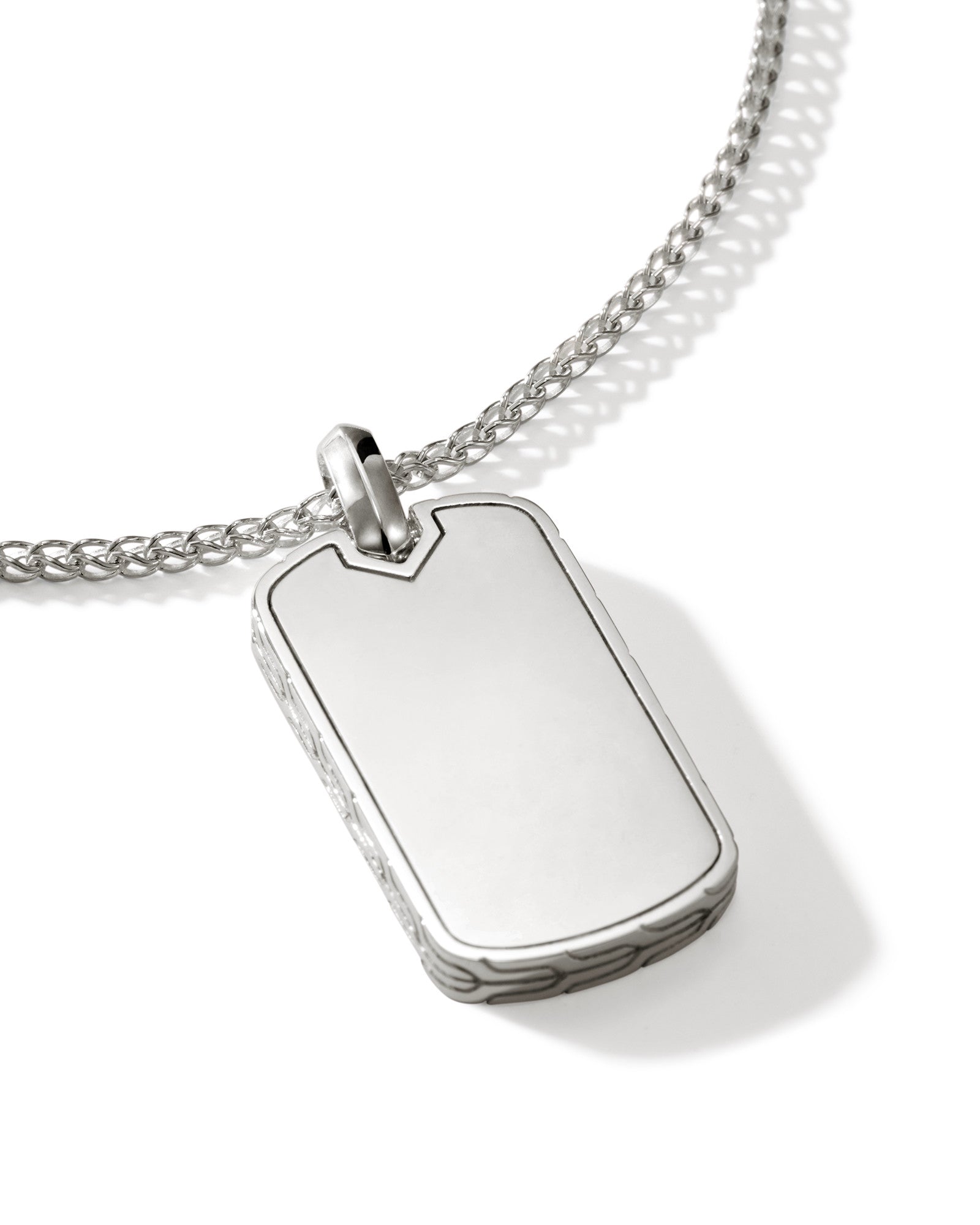 Tag Pendant Necklace, Sterling Silver, 2MM