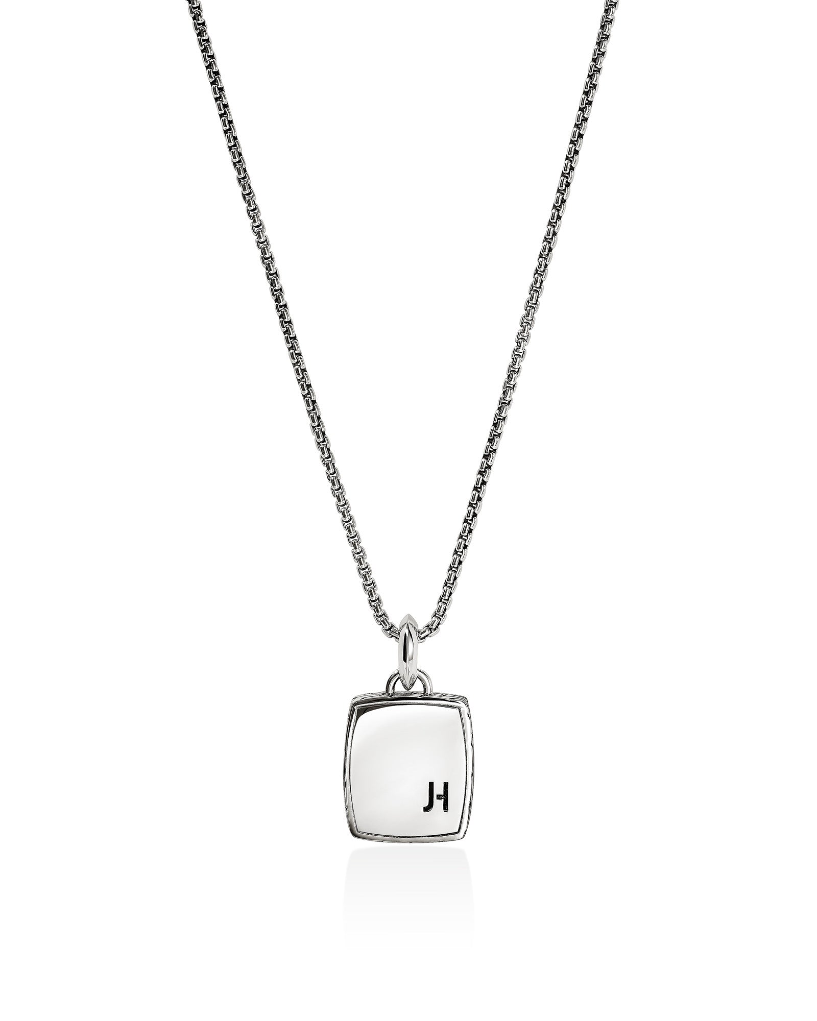 Carved Chain Necklace, Sterling Silver, Hardstones (Turquoise)