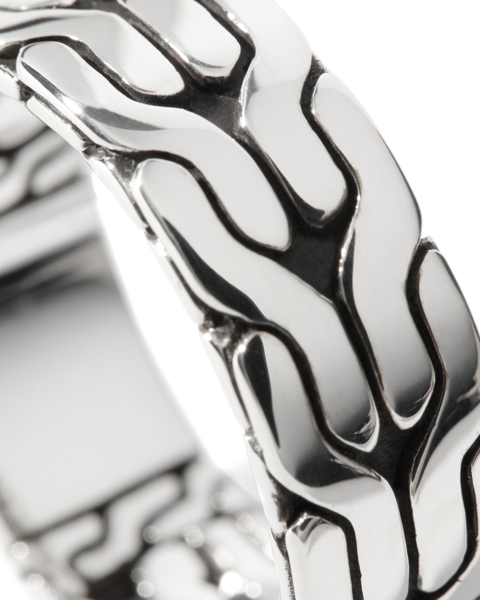 Carved Chain Band Ring, Sterling Silver