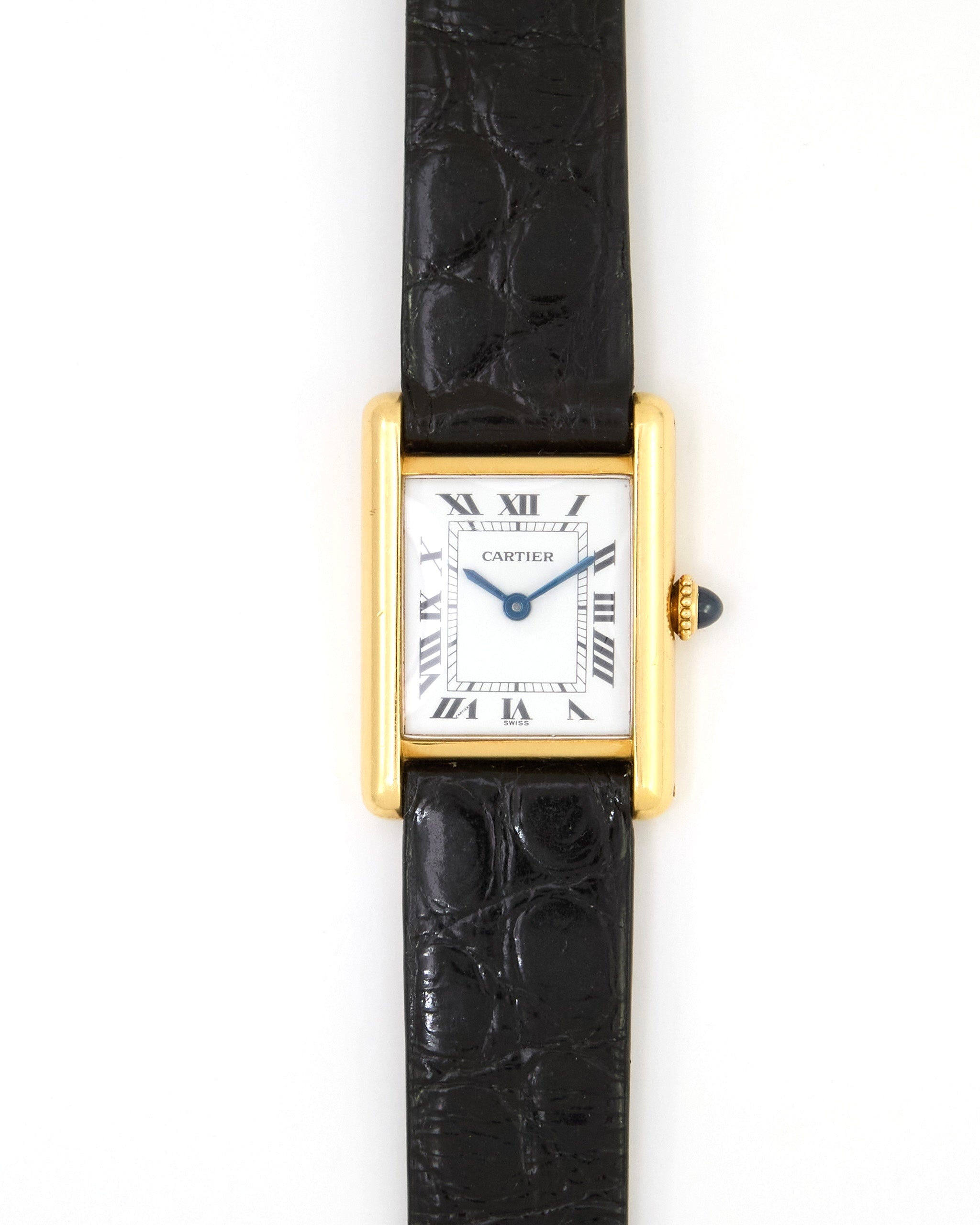 Cartier Tank Louis 78087 Swiss Dial in 18K Yellow Gold with Leather Strap and Buckle - Small Size