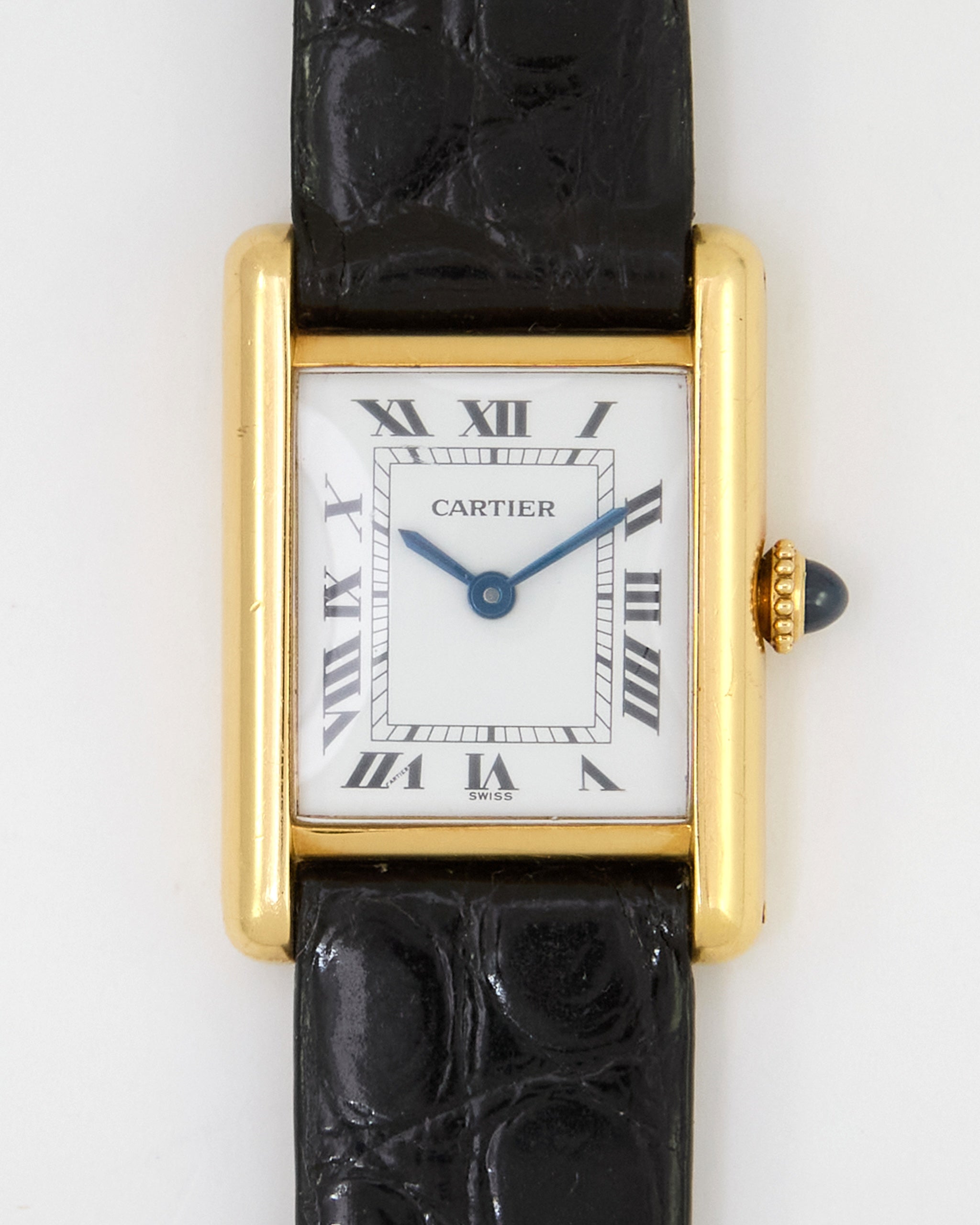 Cartier Tank Louis 78087 Swiss Dial in 18K Yellow Gold with Leather Strap and Buckle - Small Size