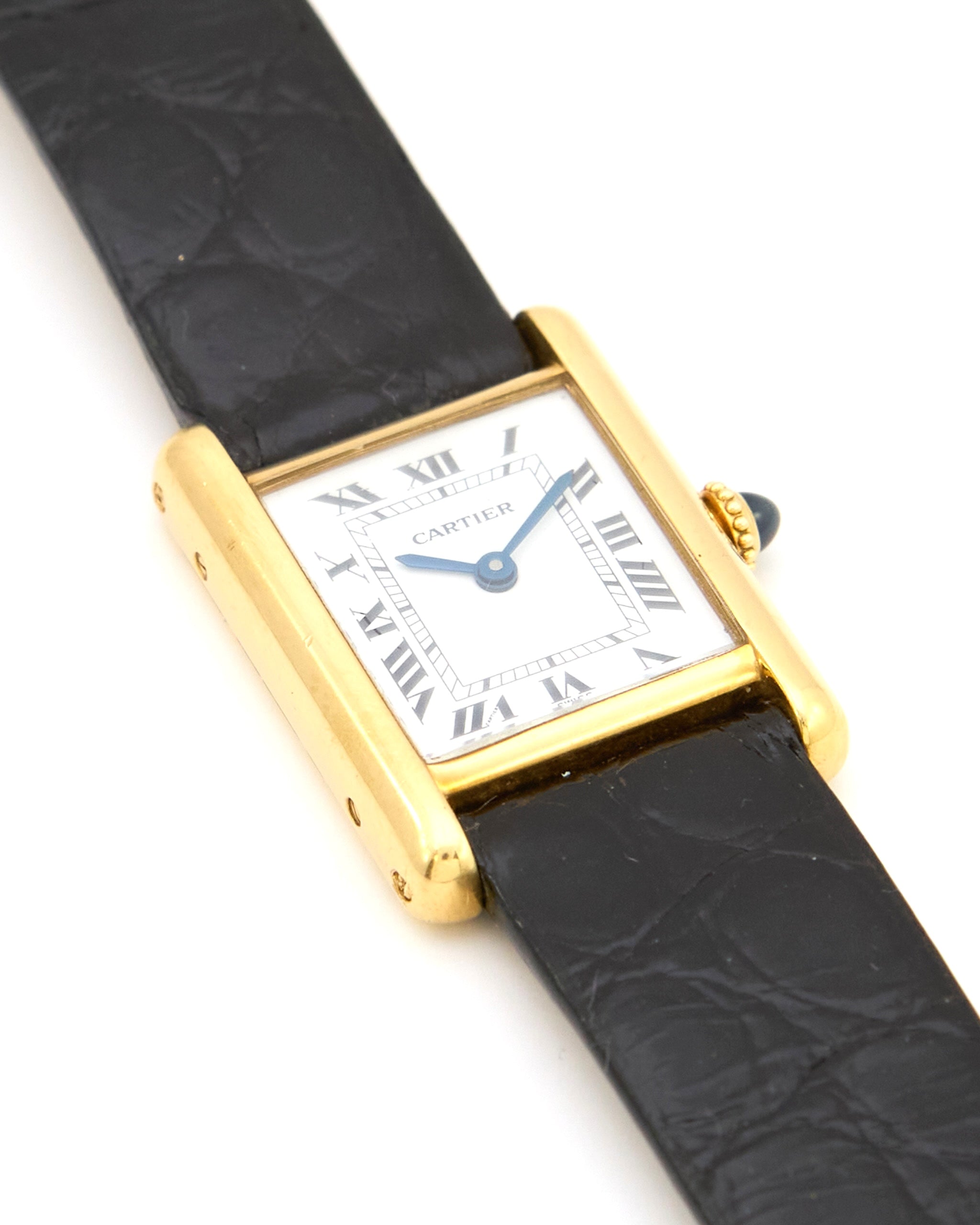 Cartier Tank Louis 78087 Swiss Dial in 18K Yellow Gold with Leather Strap and Buckle - Small Size