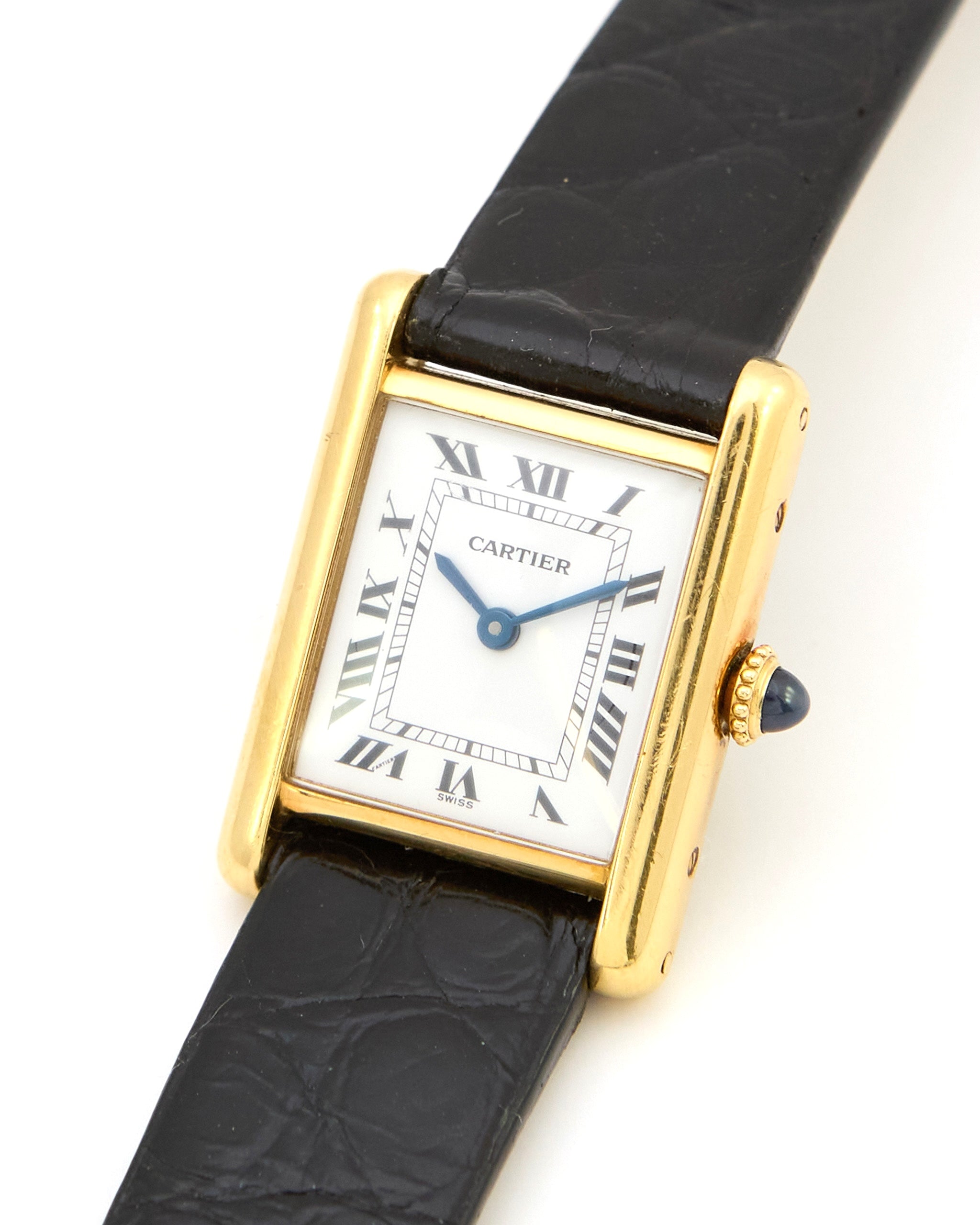 Cartier Tank Louis 78087 Swiss Dial in 18K Yellow Gold with Leather Strap and Buckle - Small Size