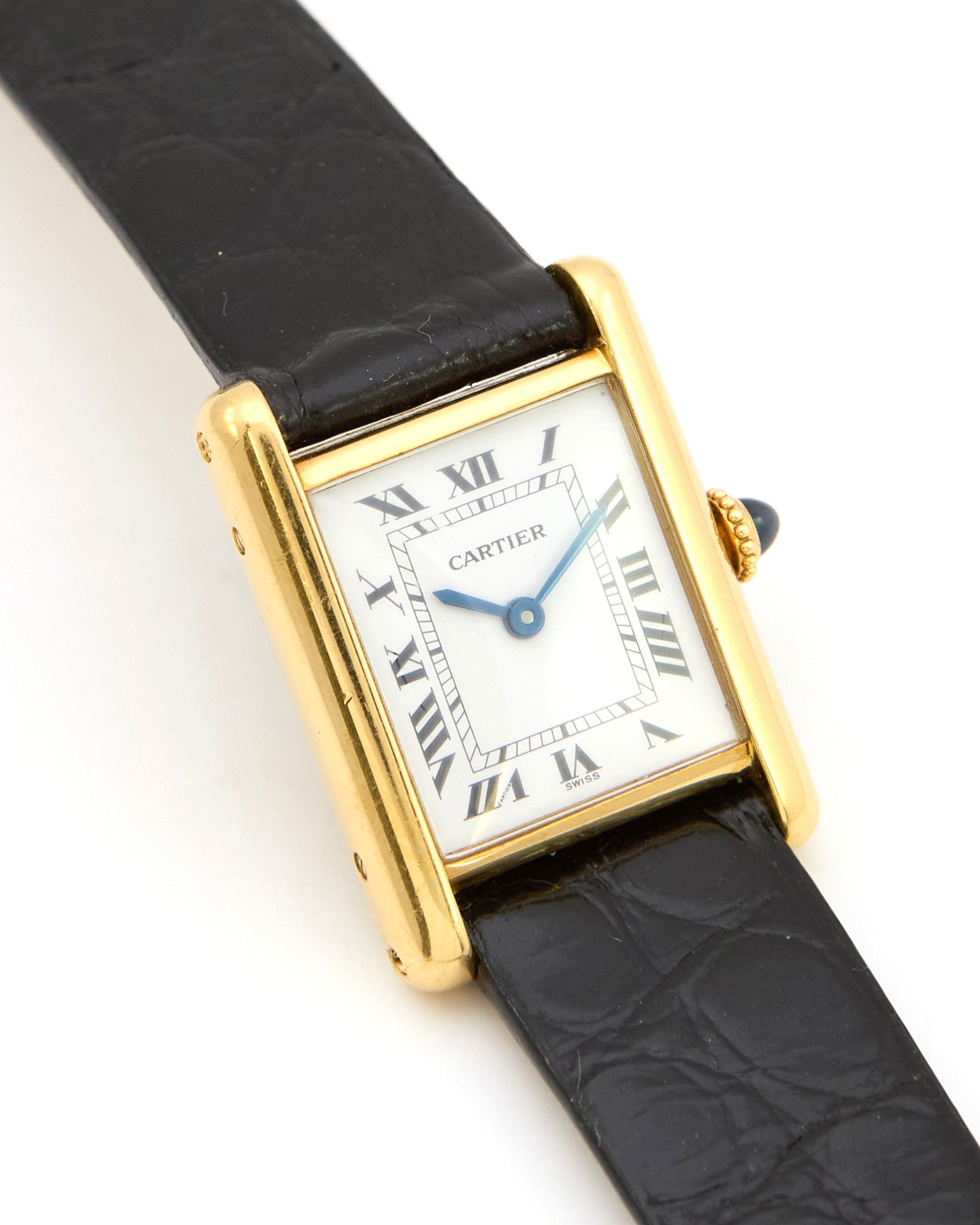 Cartier Tank Louis 78087 Swiss Dial in 18K Yellow Gold with Leather Strap and Buckle - Small Size