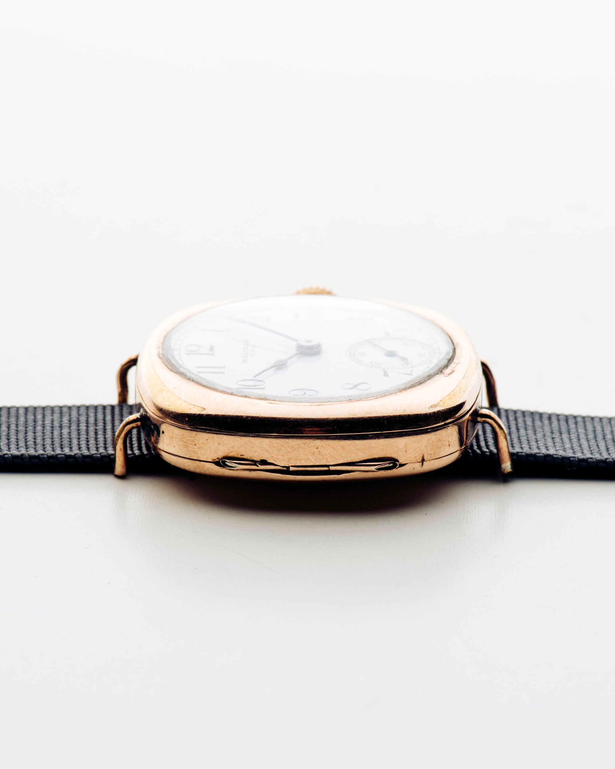 Cushion Case with Porcelain Dial in Gold Case