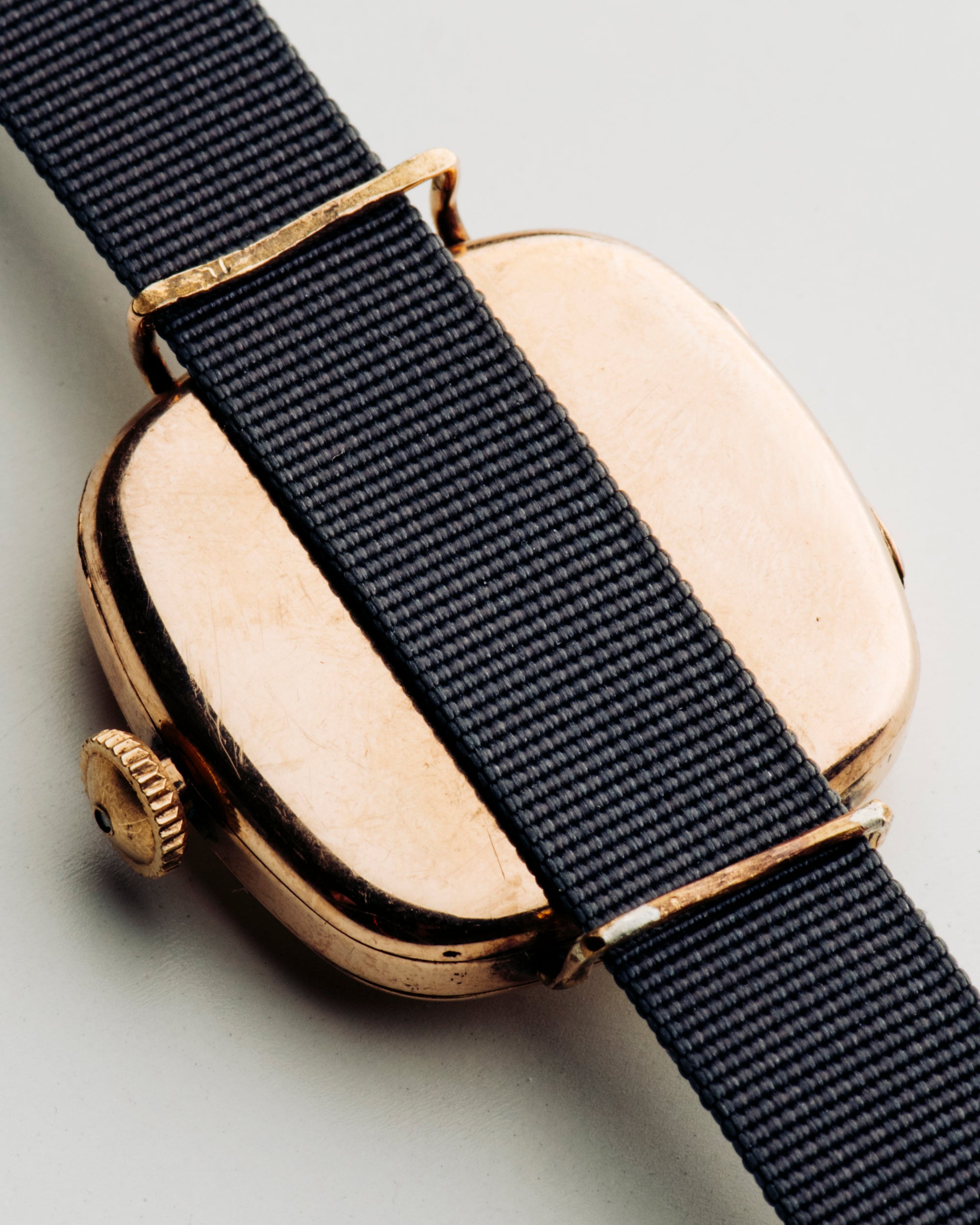 Cushion Case with Porcelain Dial in Gold Case