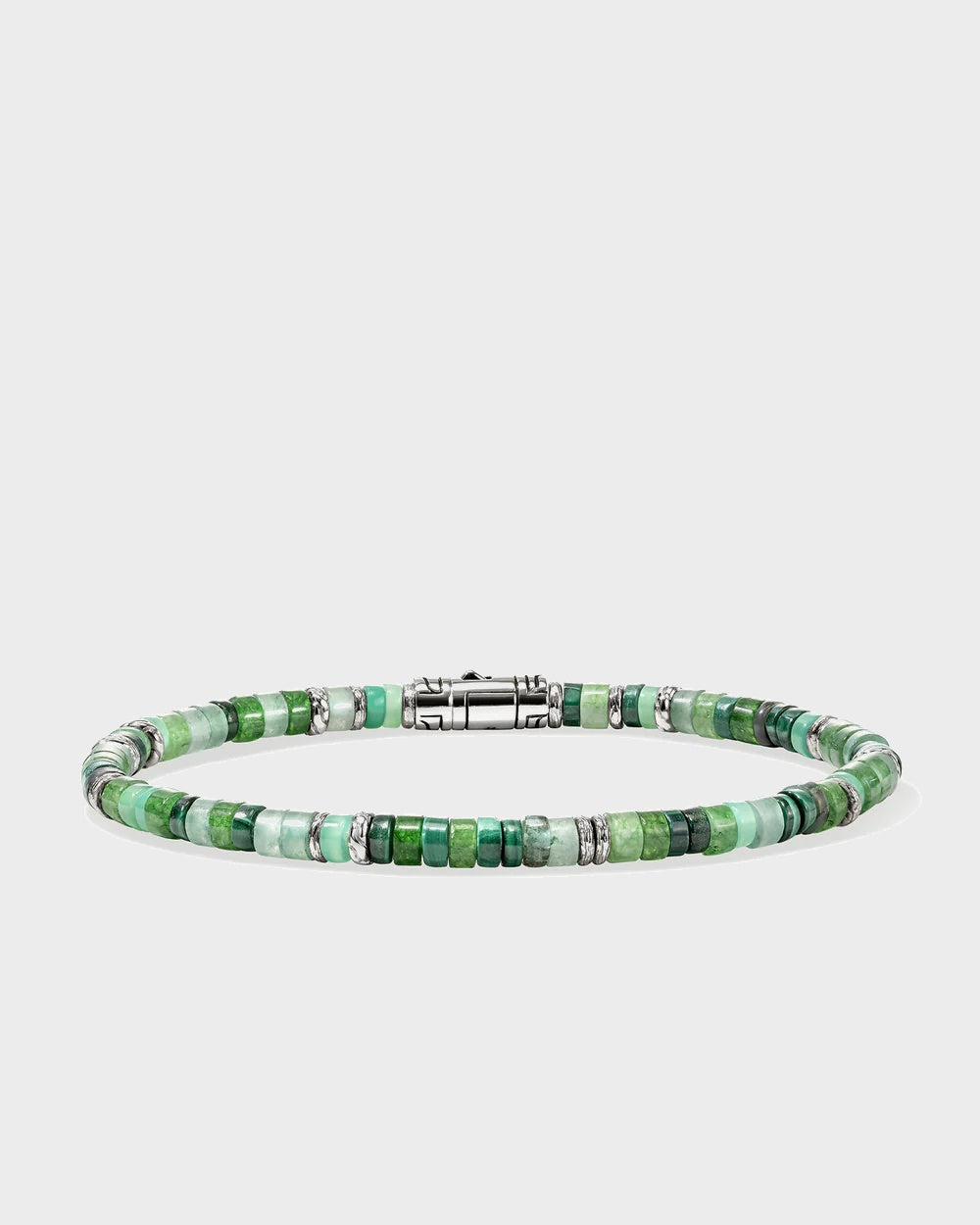 Heishi Bracelet, Hardstones, Sterling Silver, Emeralds, 4MM