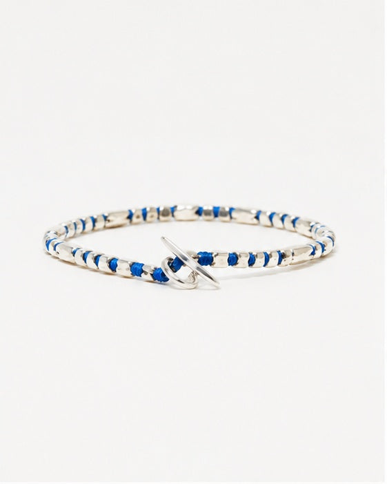 Dryp-2 Bracelet in Silver with Blue African Discs