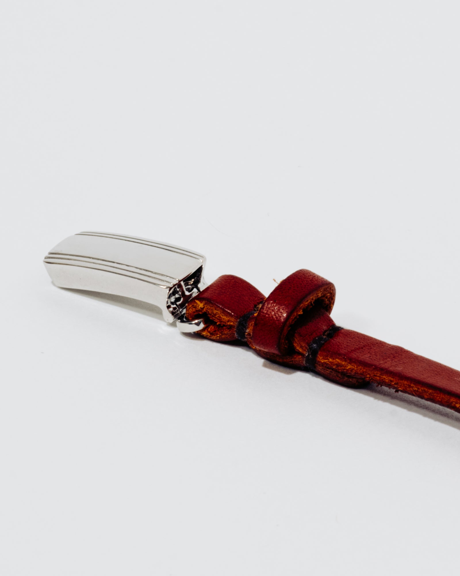 18k Leather with small ID - White Gold