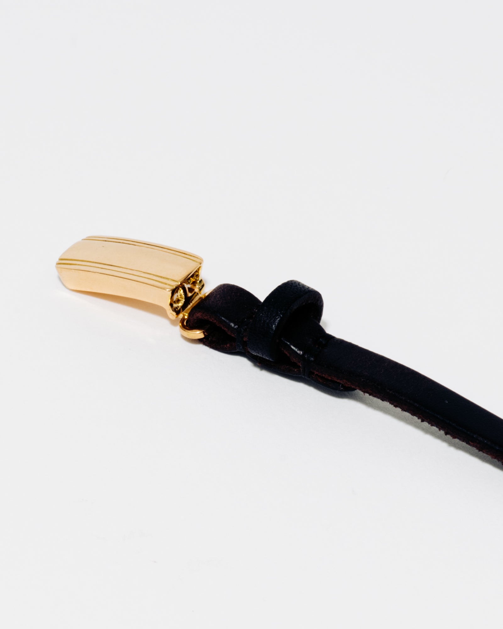 18k Leather with small ID - Yellow Gold