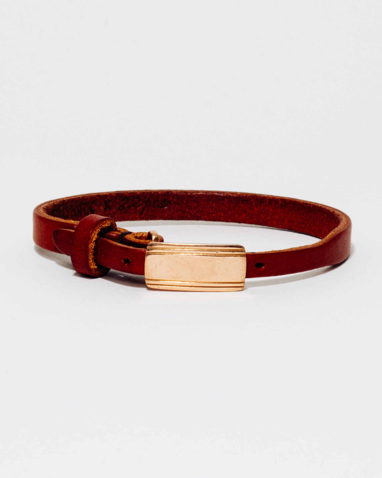 18k Leather with small ID - Rose Gold