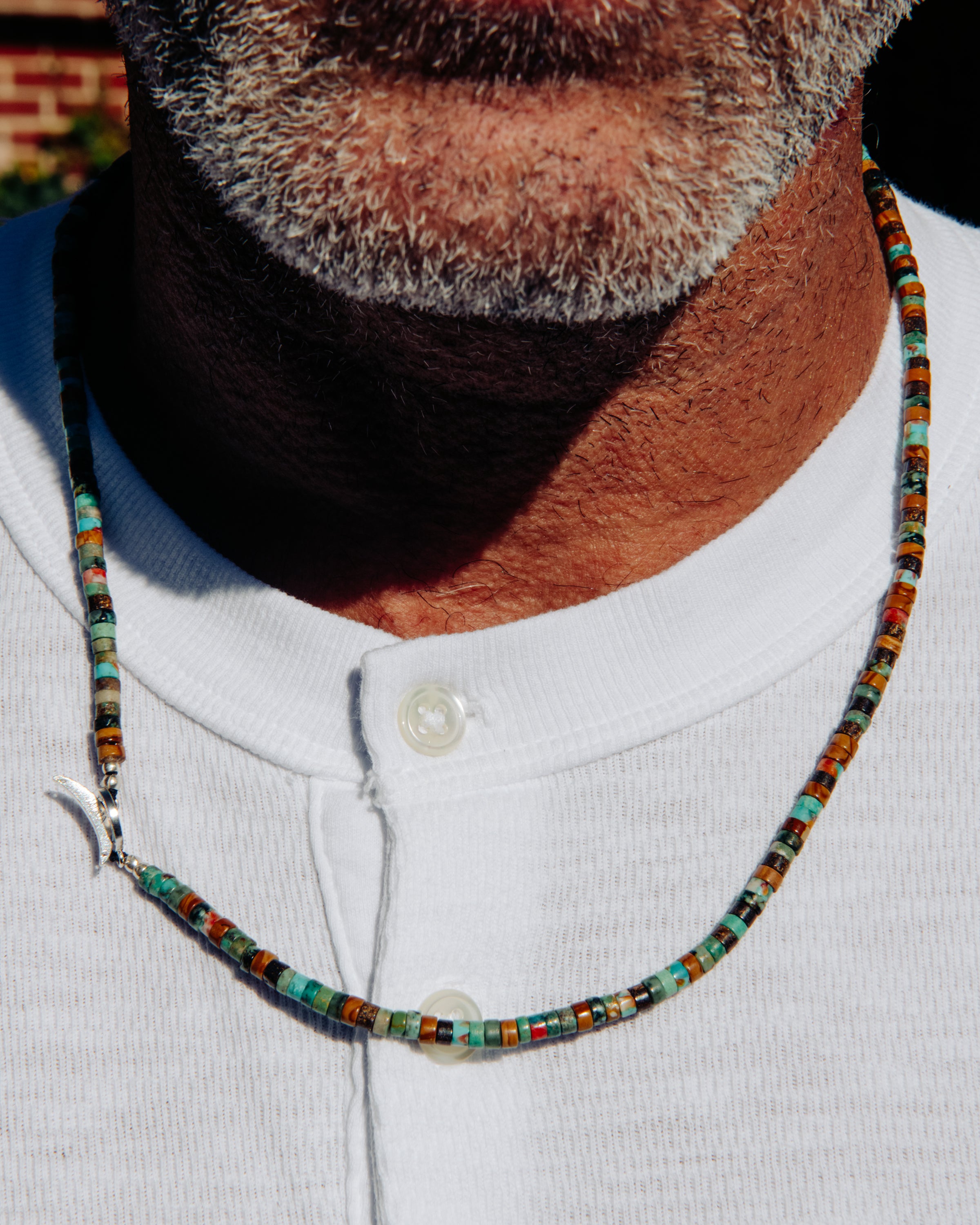 Heishi Bead Necklace with Turquoise Mix