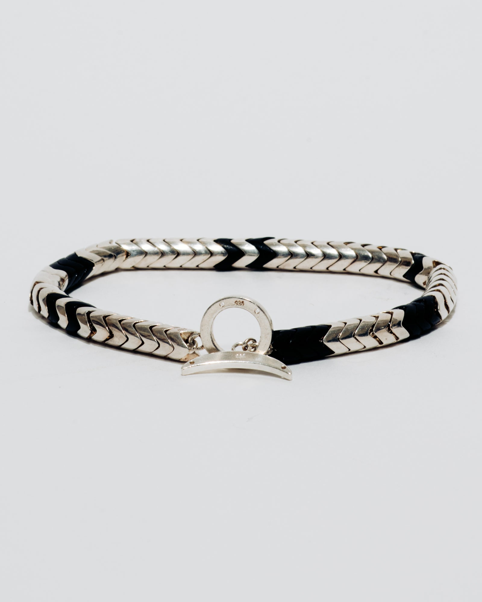 Snake Bead Bracelet with Black Glass