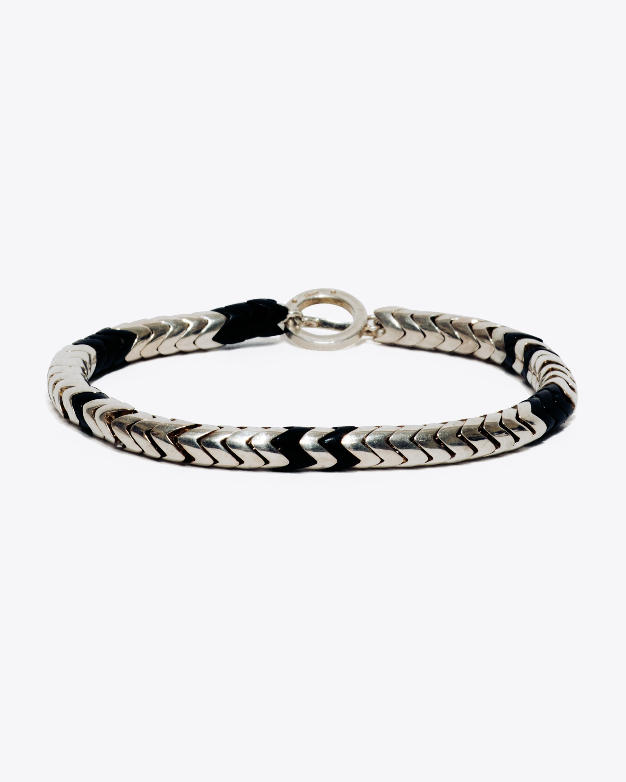 Snake Bead Bracelet with Black Glass