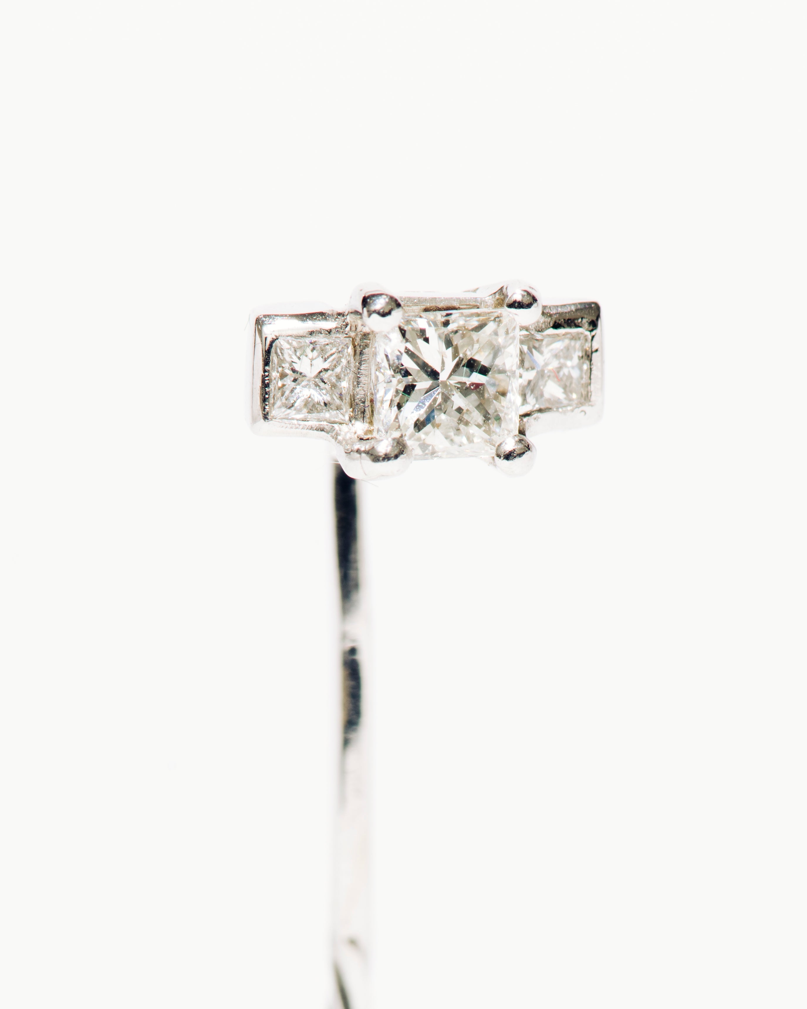 White Gold, Princess-cut Diamond Stick Pin