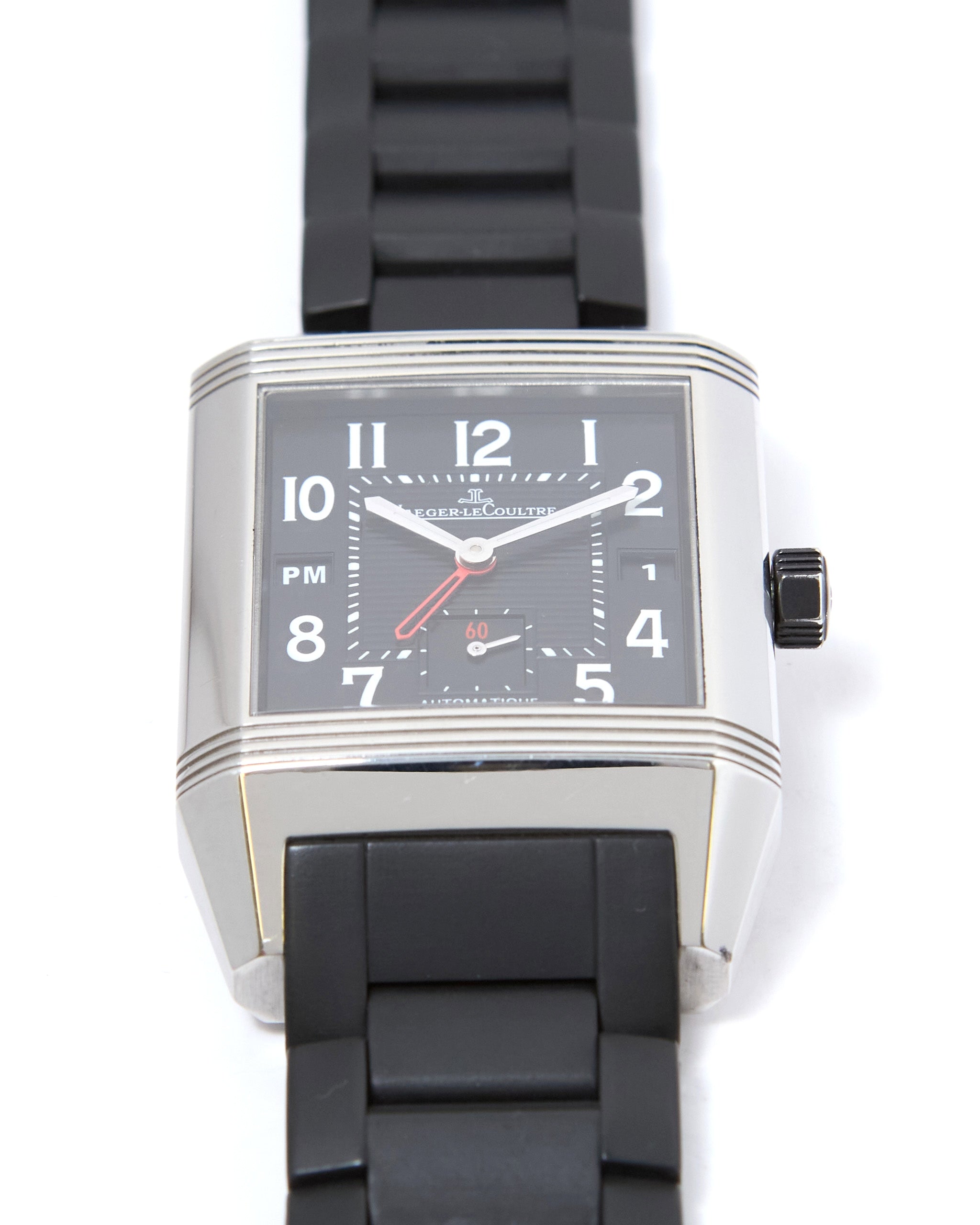 Jaeger-LeCoultre Reverso Squadra Hometime 230.8.77 Automatic in Steel Case on Rubber Bracelet