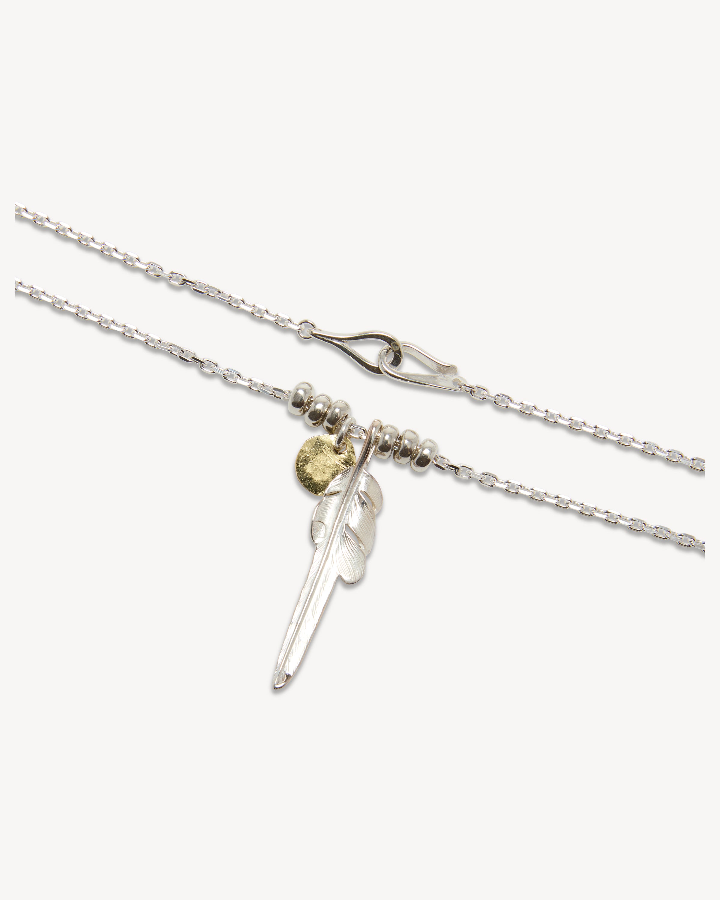 Kazekiri Feather on Silver Chain with 18K Gold Accent