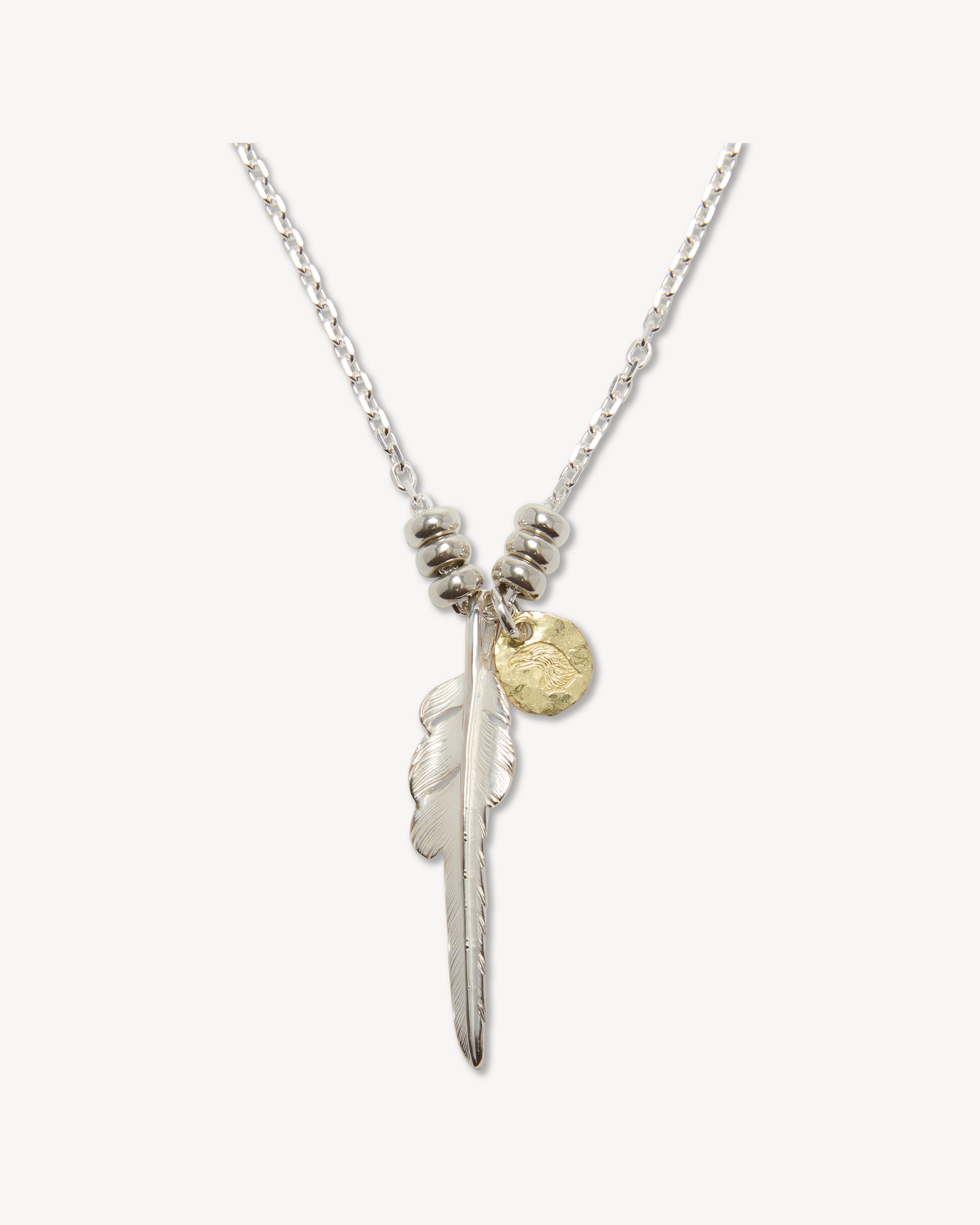 Kazekiri Feather on Silver Chain with 18K Gold Accent