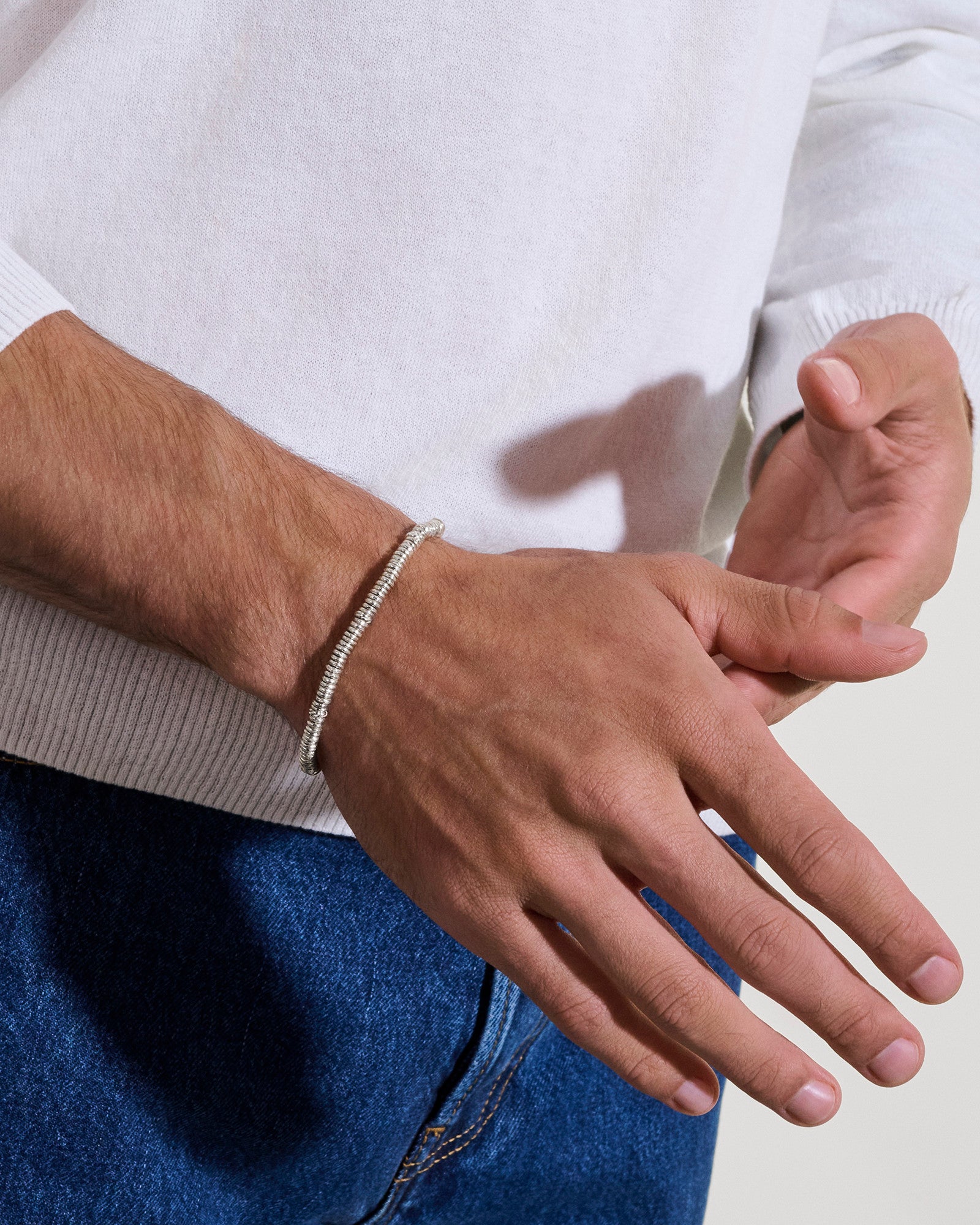 Heishi Bracelet, Sterling Silver, 4MM