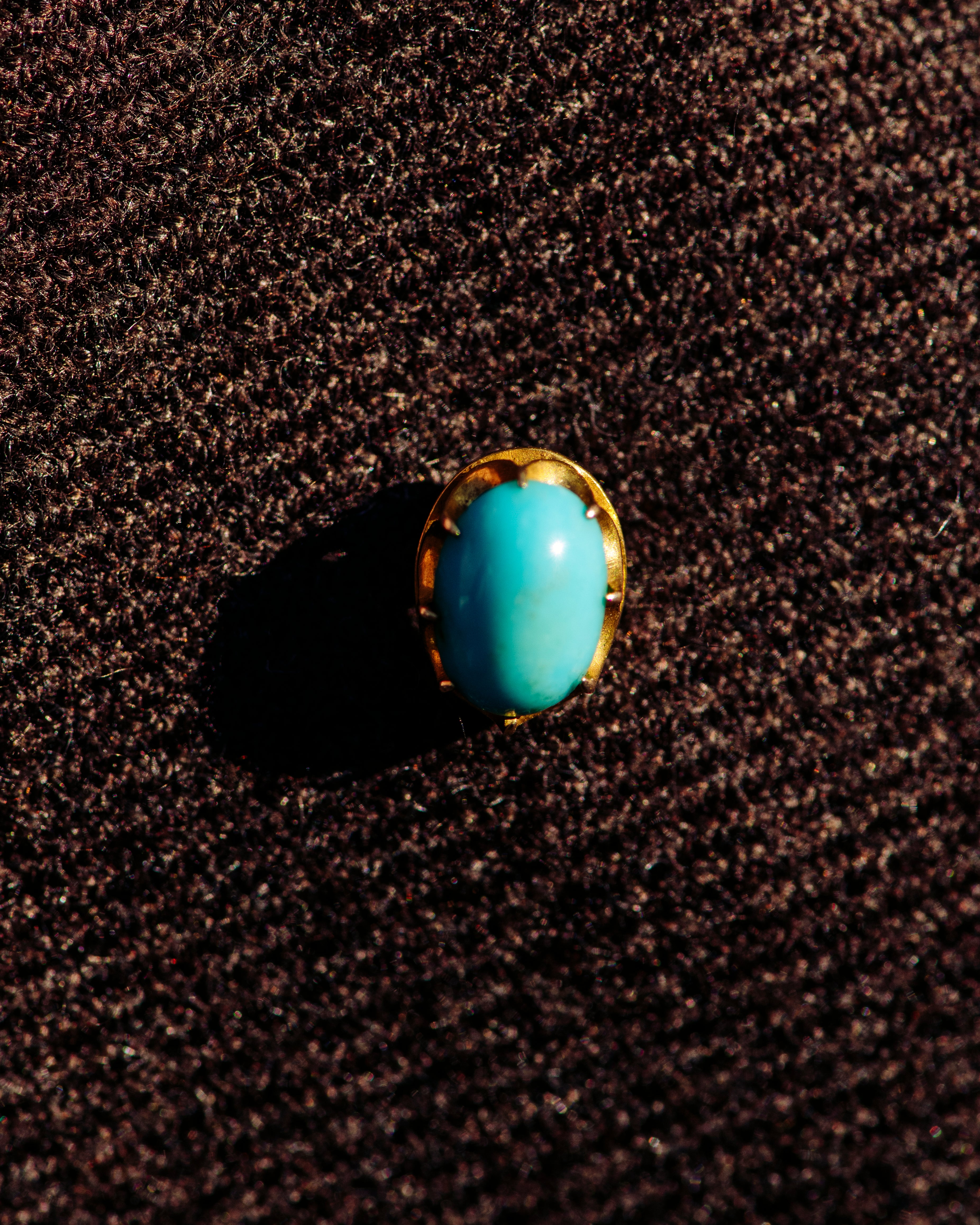 Gold Stick Pin with Turquoise Oval Cabochon