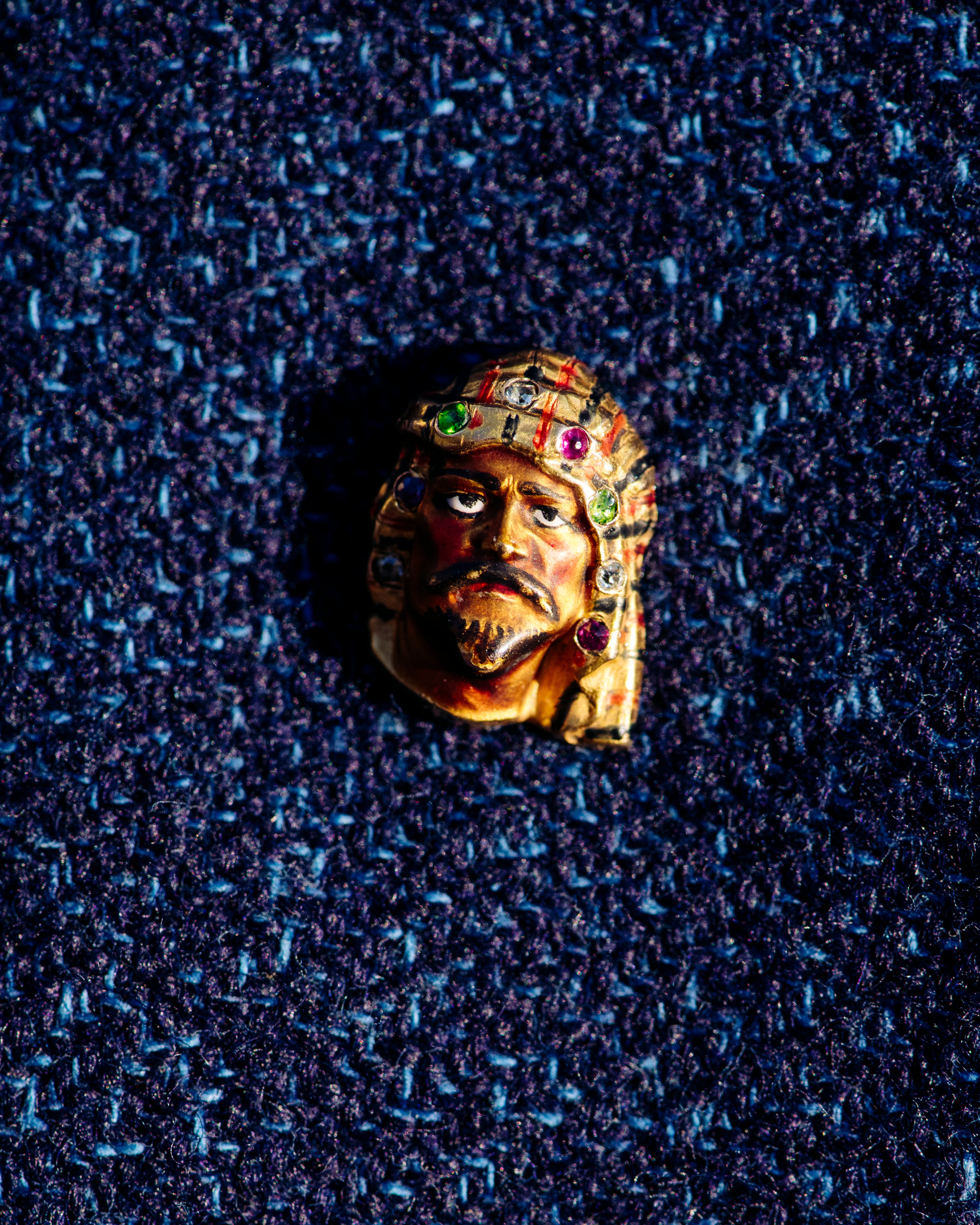 Enamel and Gemstone Warrior Head Stick Pin