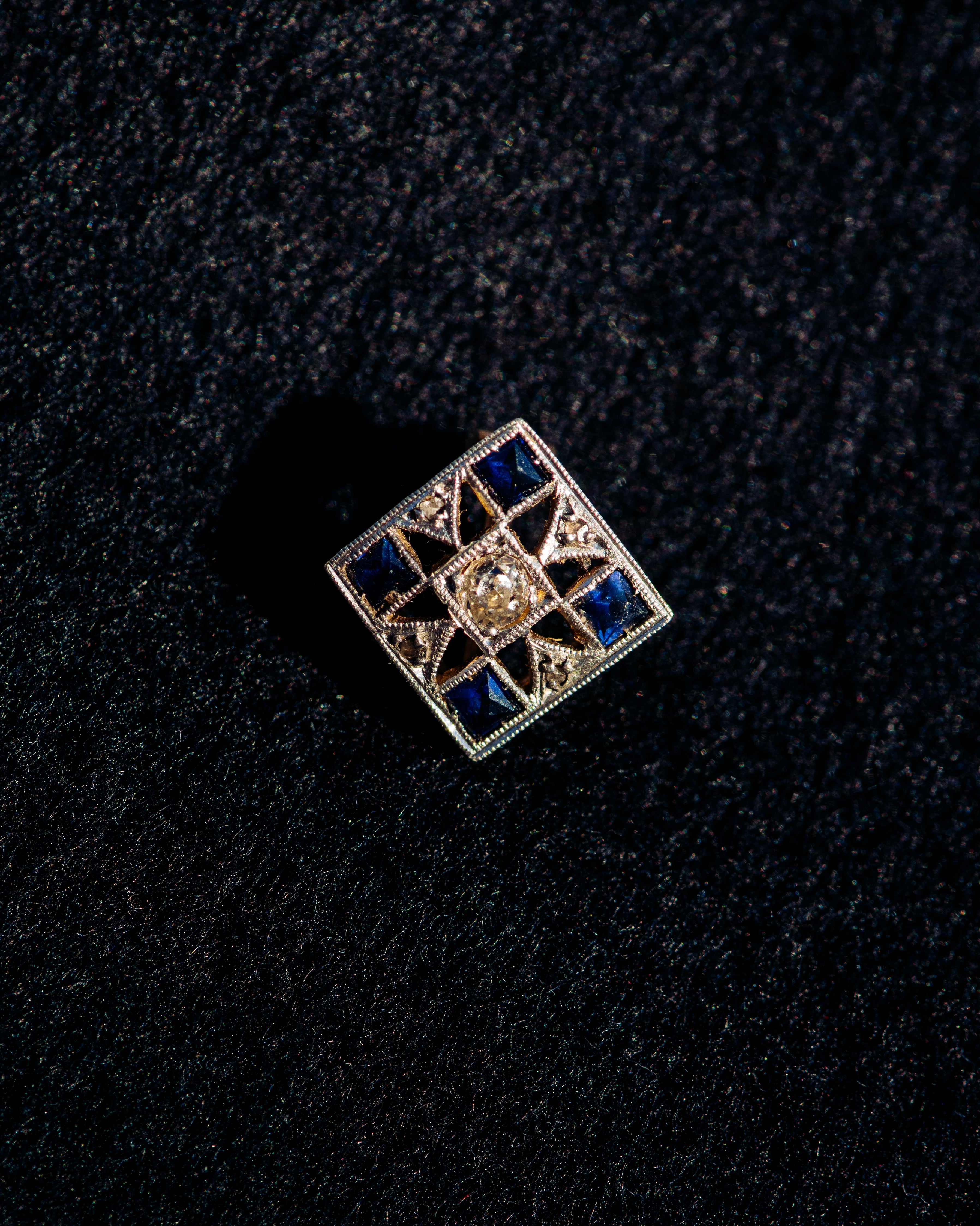 Diamond and Sapphire Geometric Stick Pin