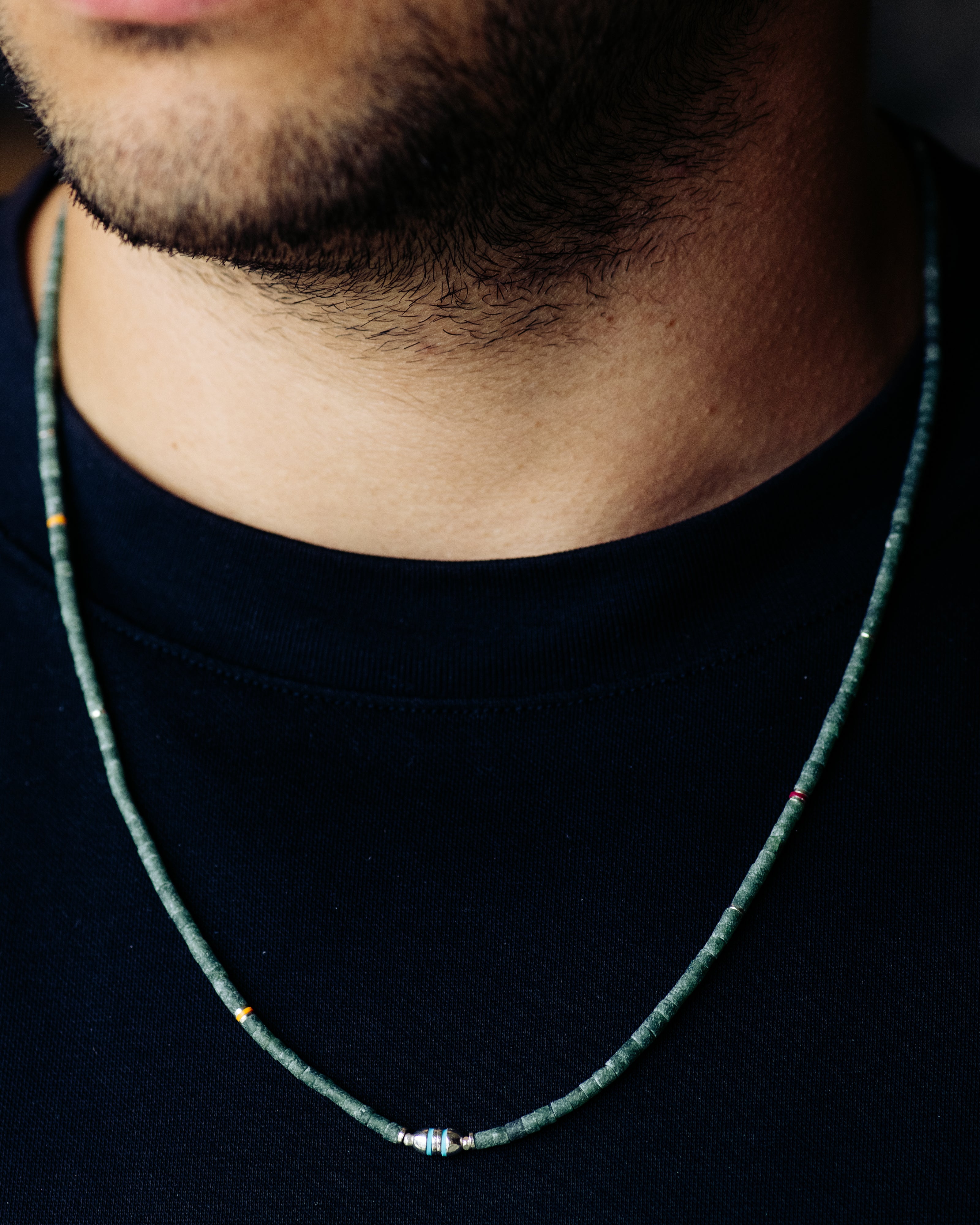 Cherish Necklace with Dark Green Afghan Jade