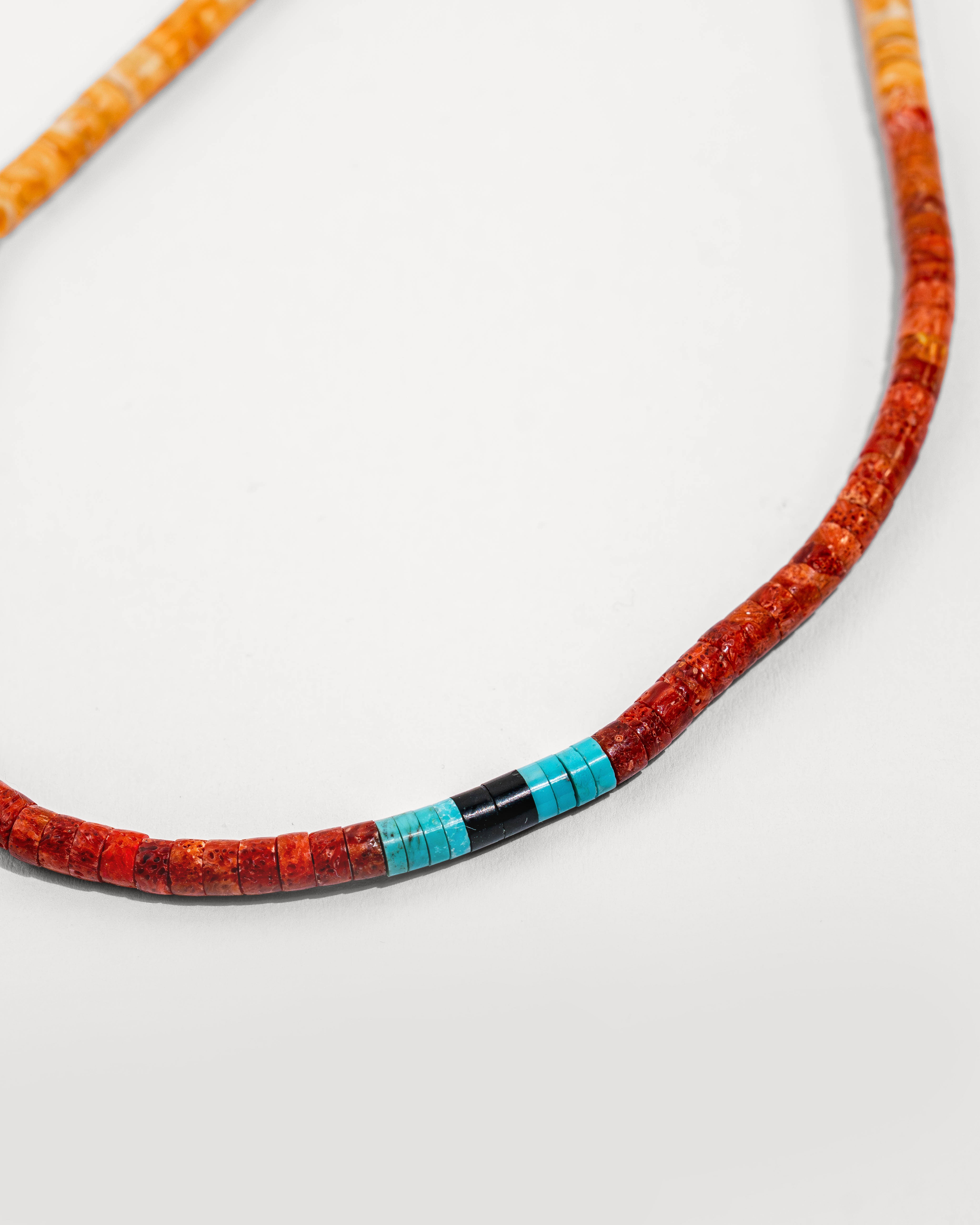 Heishi Bead Necklace with Spiny Oyster Mix