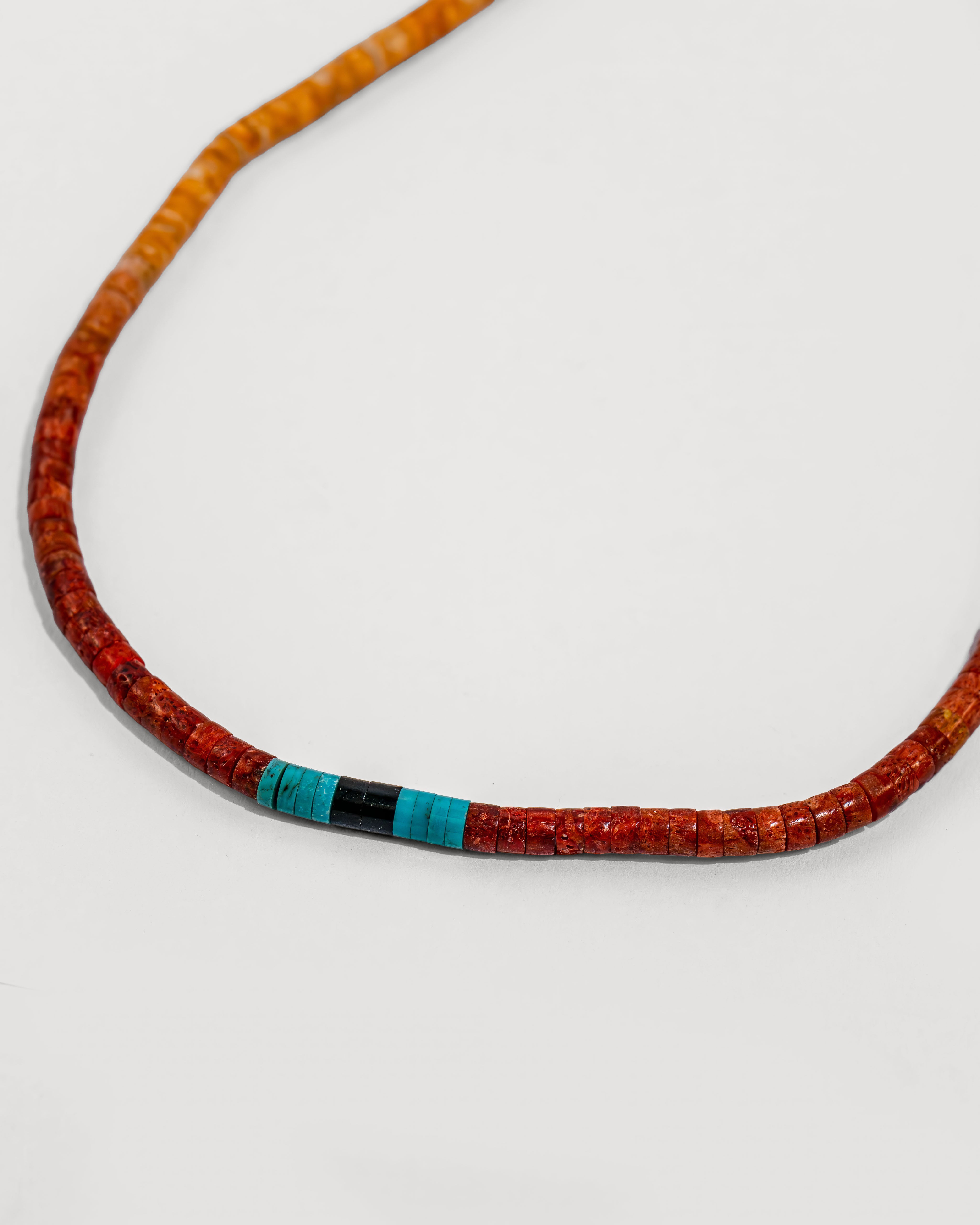 Heishi Bead Necklace with Spiny Oyster Mix