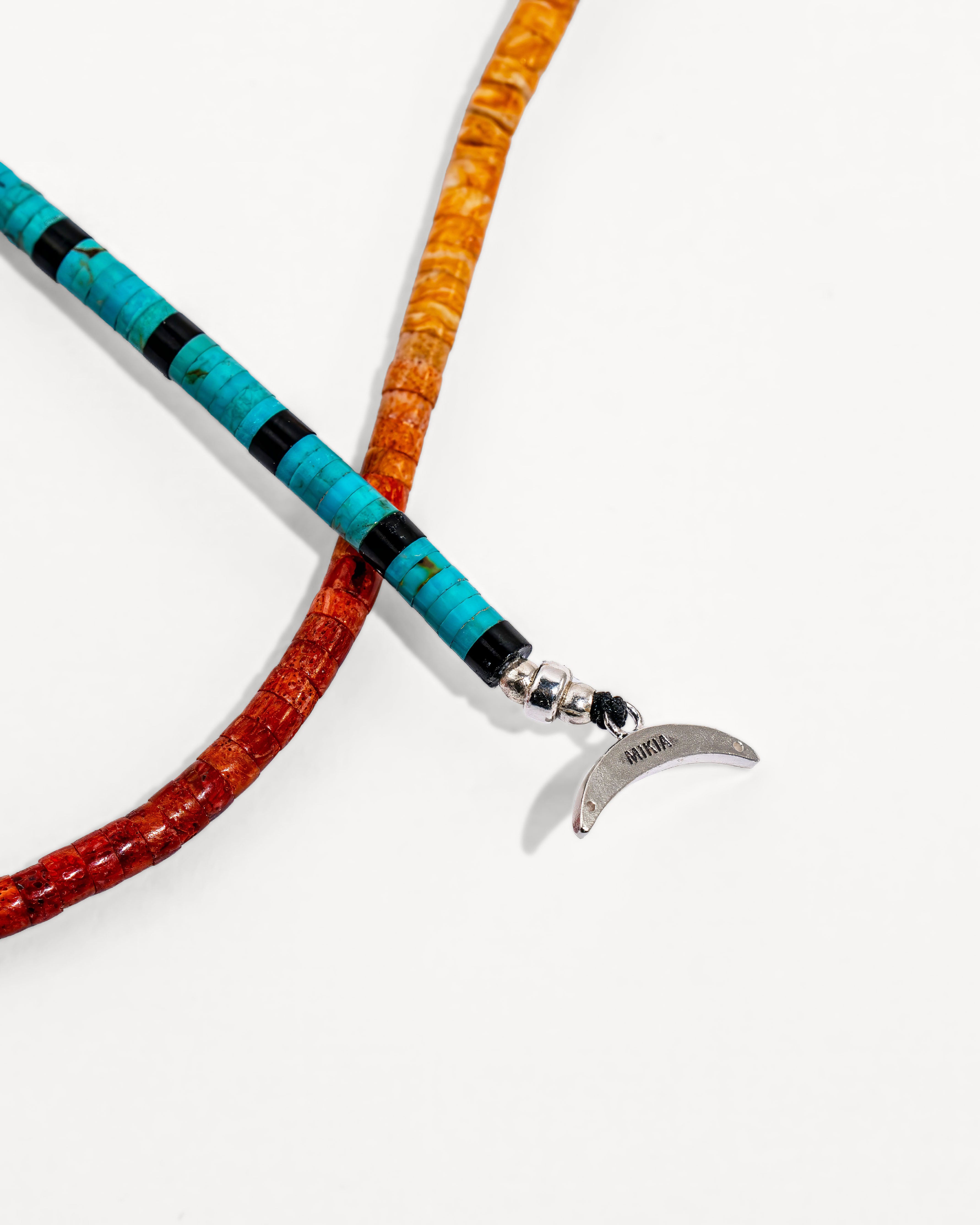 Heishi Bead Necklace with Spiny Oyster Mix