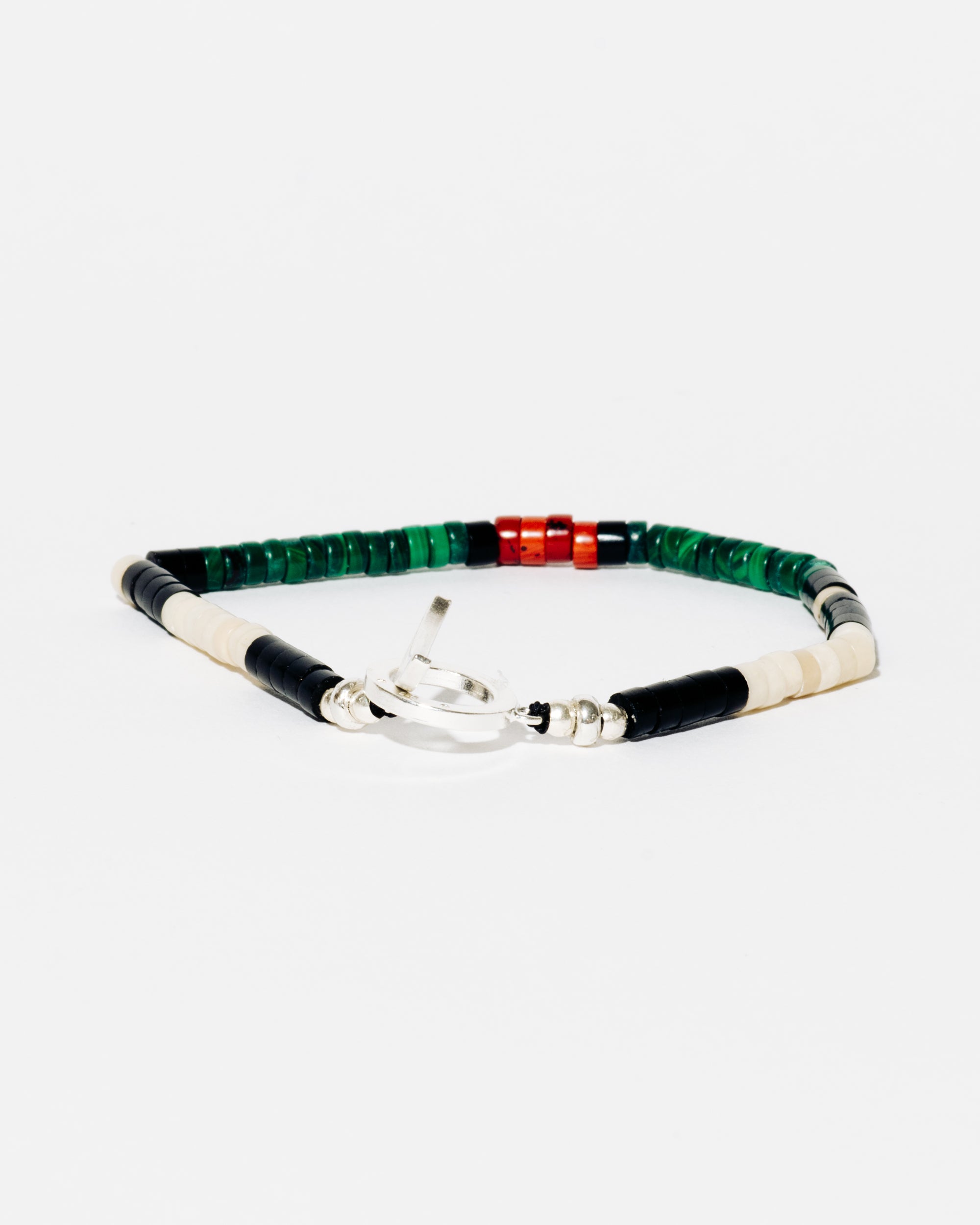 Heishi Bead Bracelet with Malachite & Jet