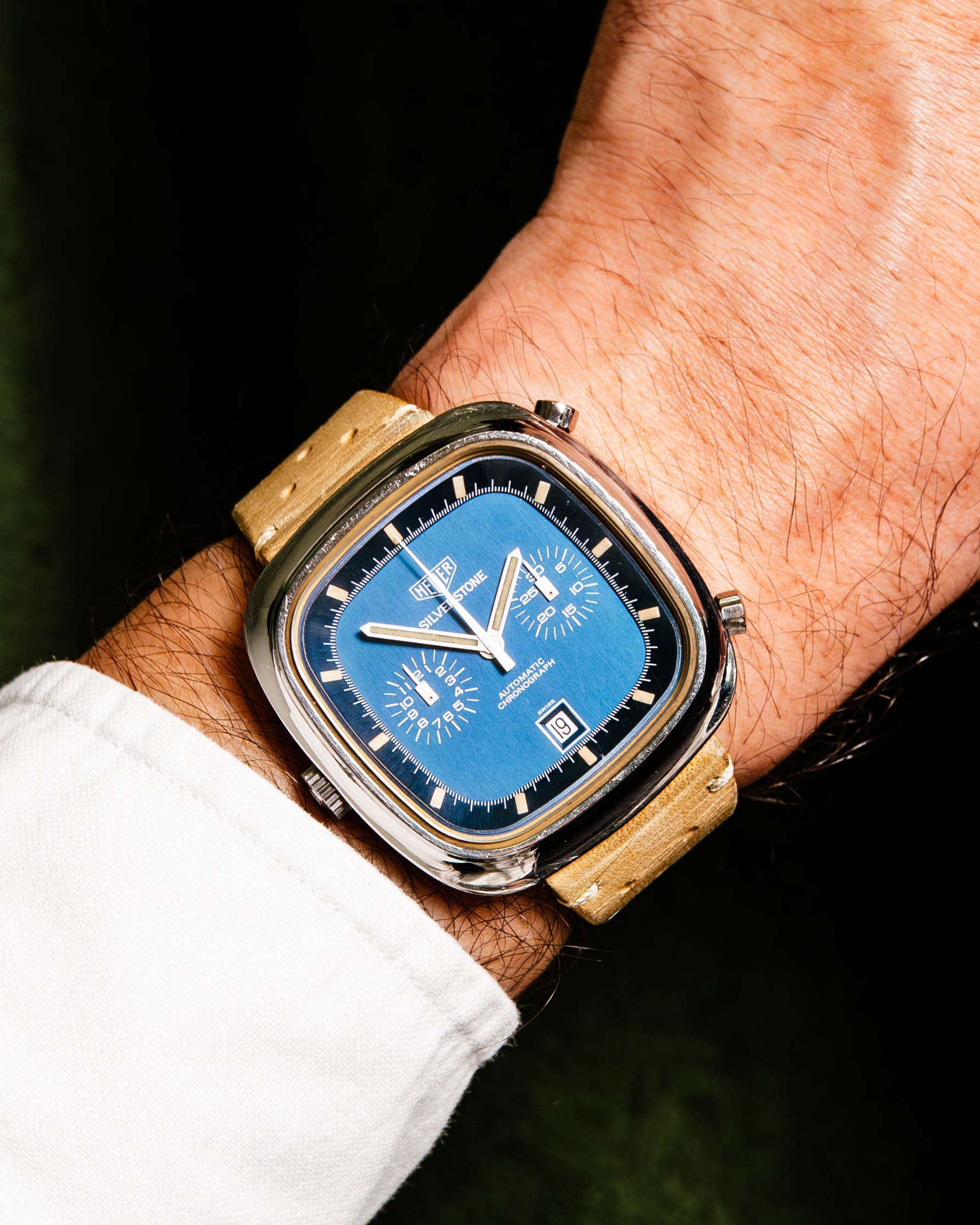 Heuer Silverstone Chronograph 110.313 with Blue Dial on Leather Strap