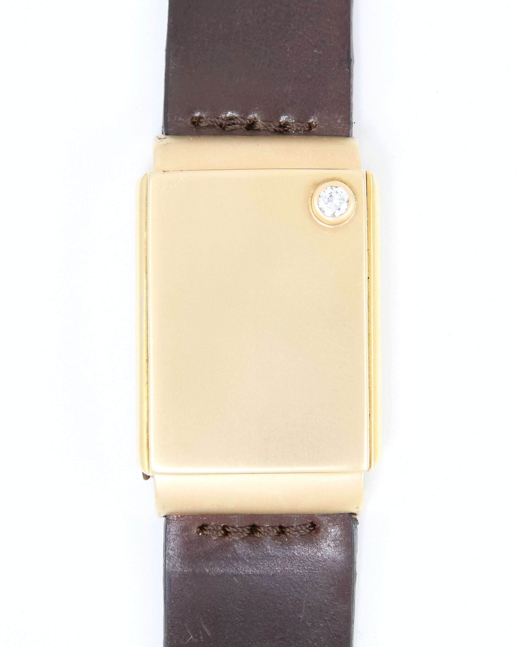 Tavannes Hidden Watch in Yellow Gold Case on Leather Strap