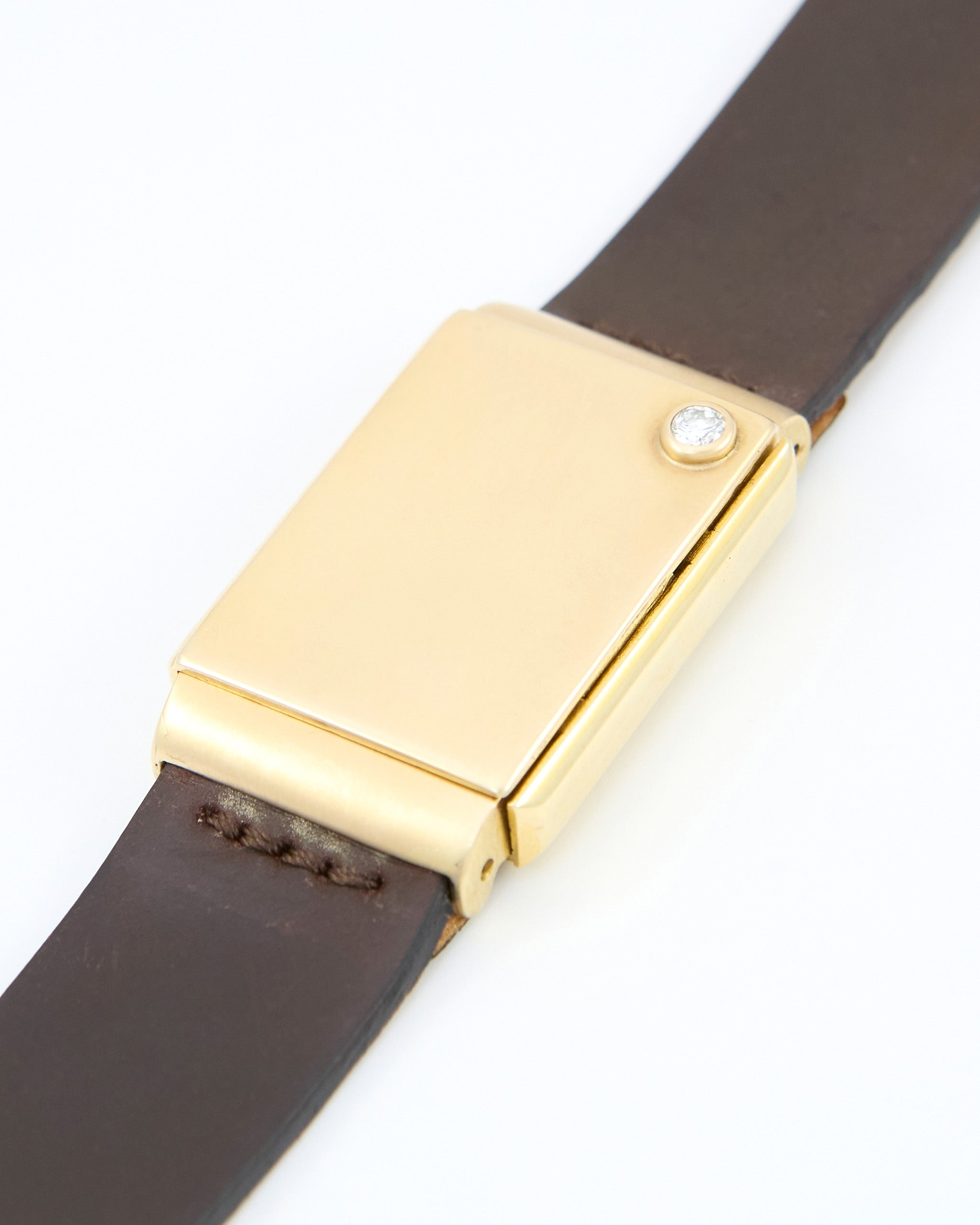 Tavannes Hidden Watch in Yellow Gold Case on Leather Strap