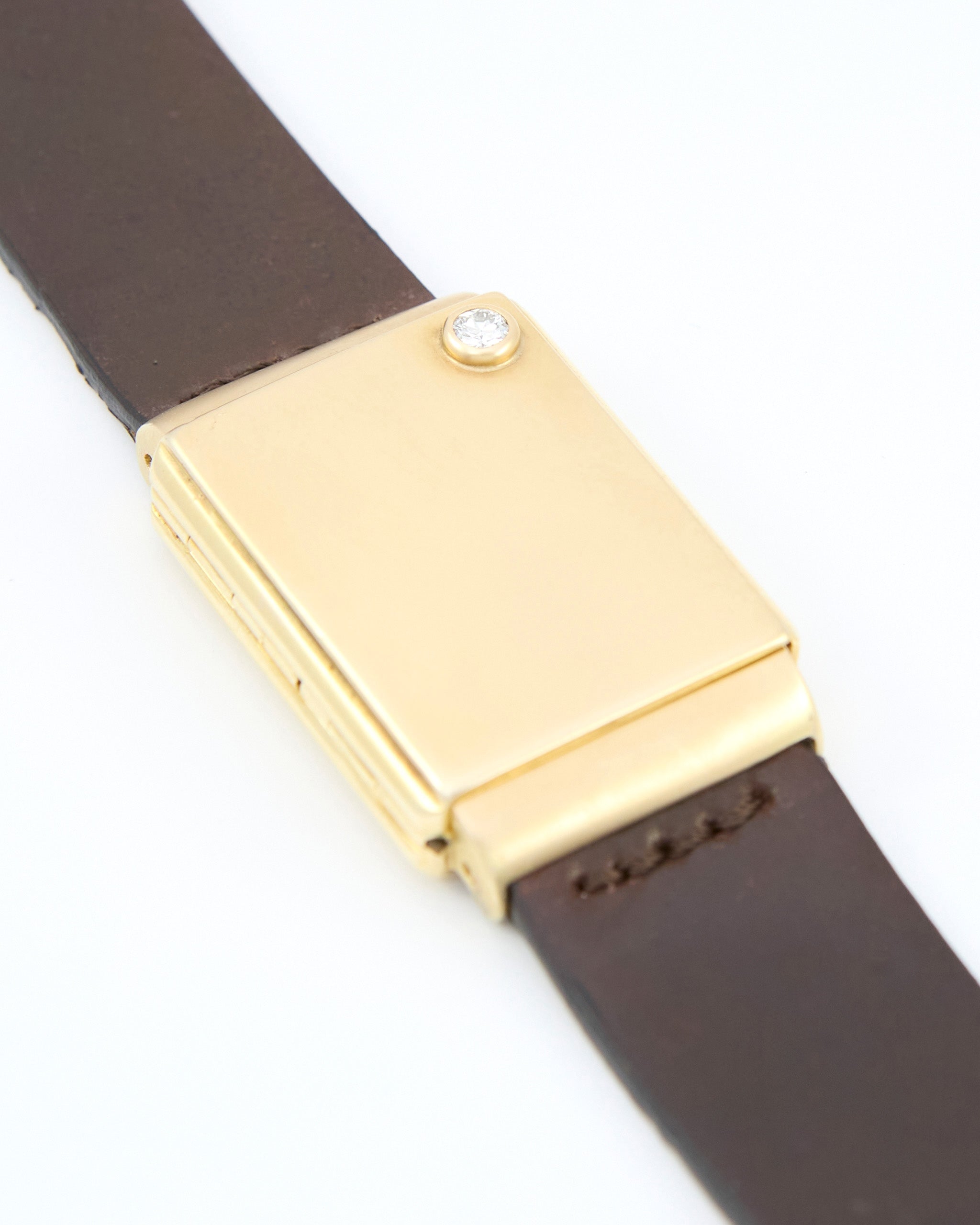 Tavannes Hidden Watch in Yellow Gold Case on Leather Strap
