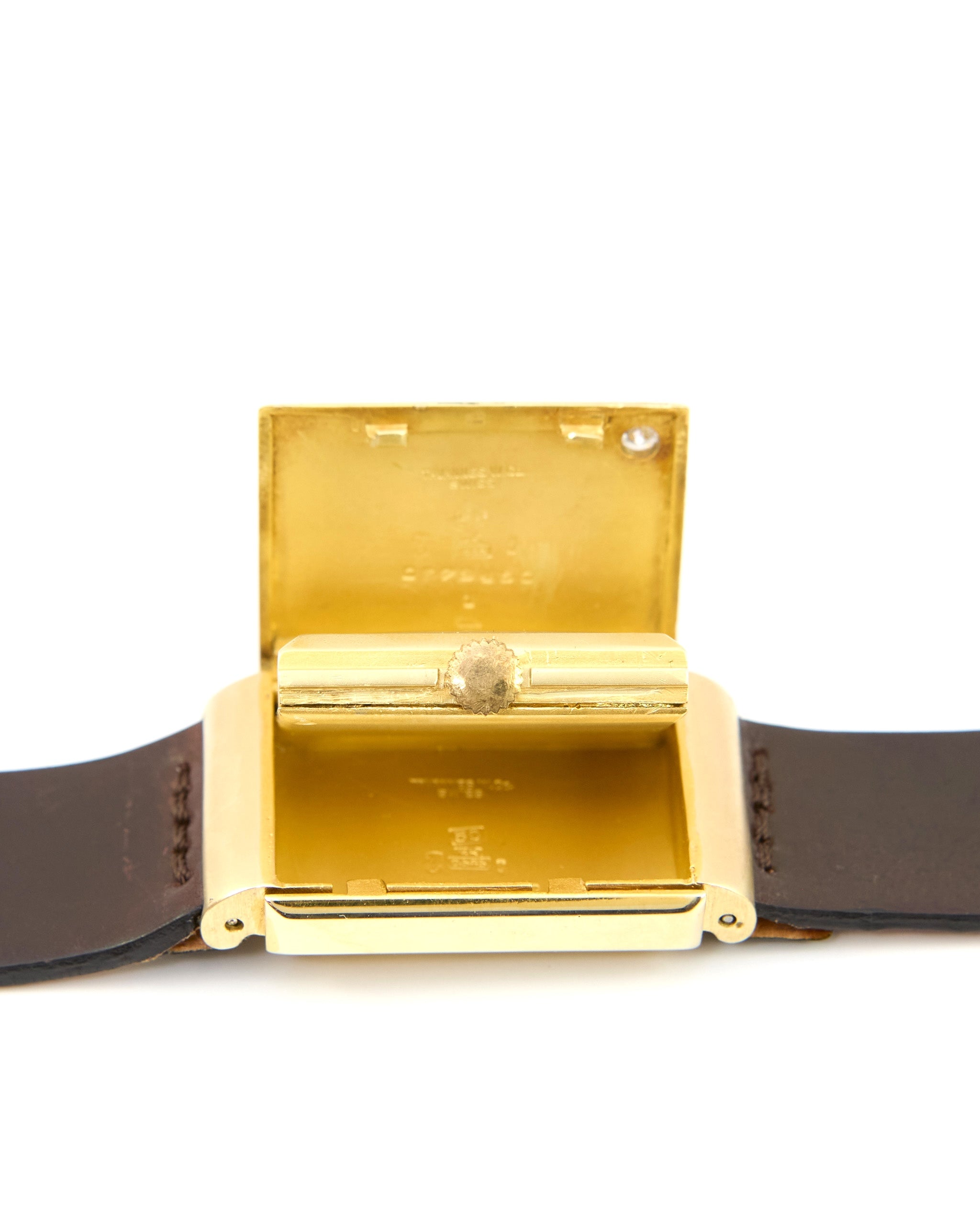 Tavannes Hidden Watch in Yellow Gold Case on Leather Strap