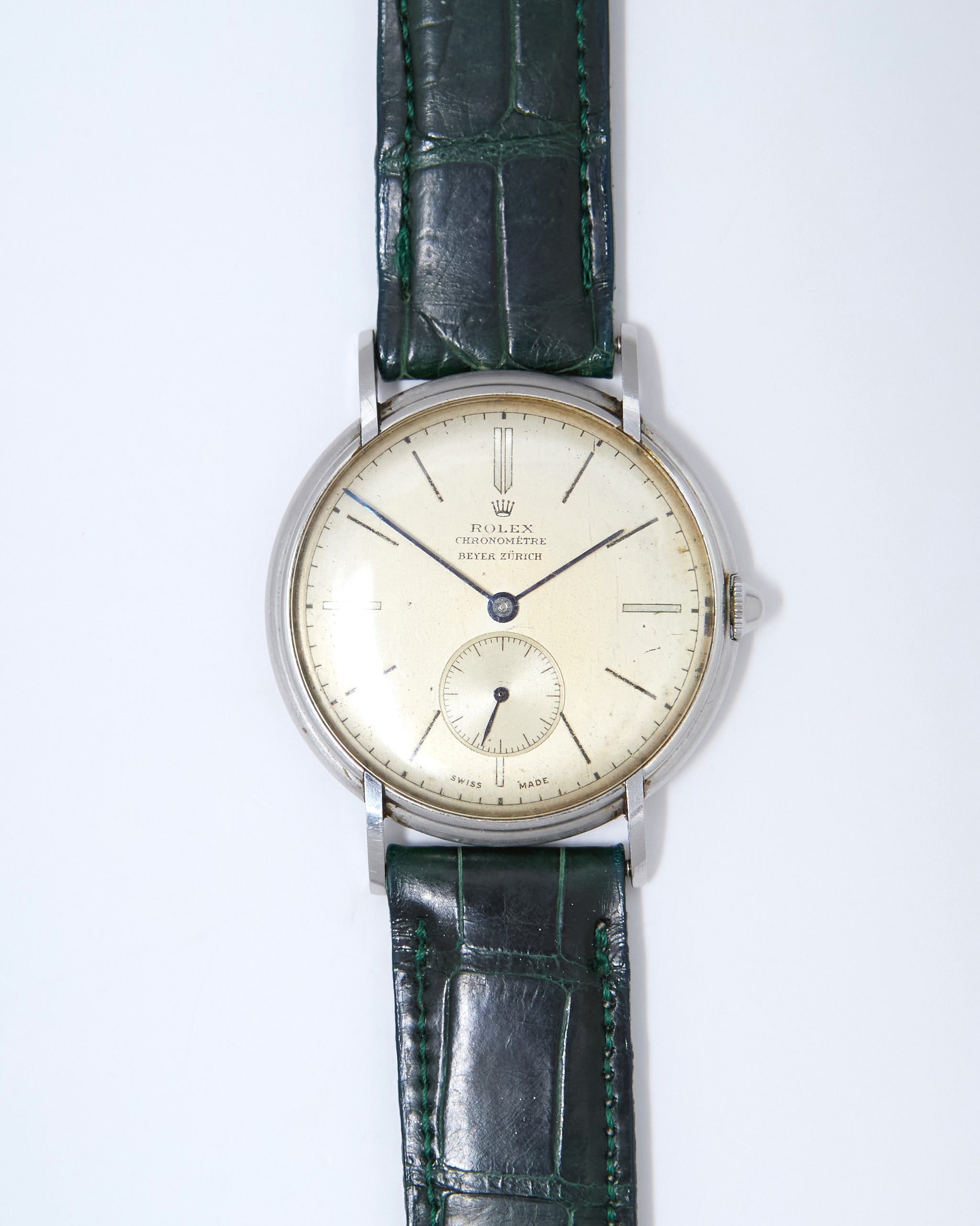 Rolex Chronometre 4218 Beyer Zurich Double Stamped Dial in Steel Case with Original Rolex Buckle